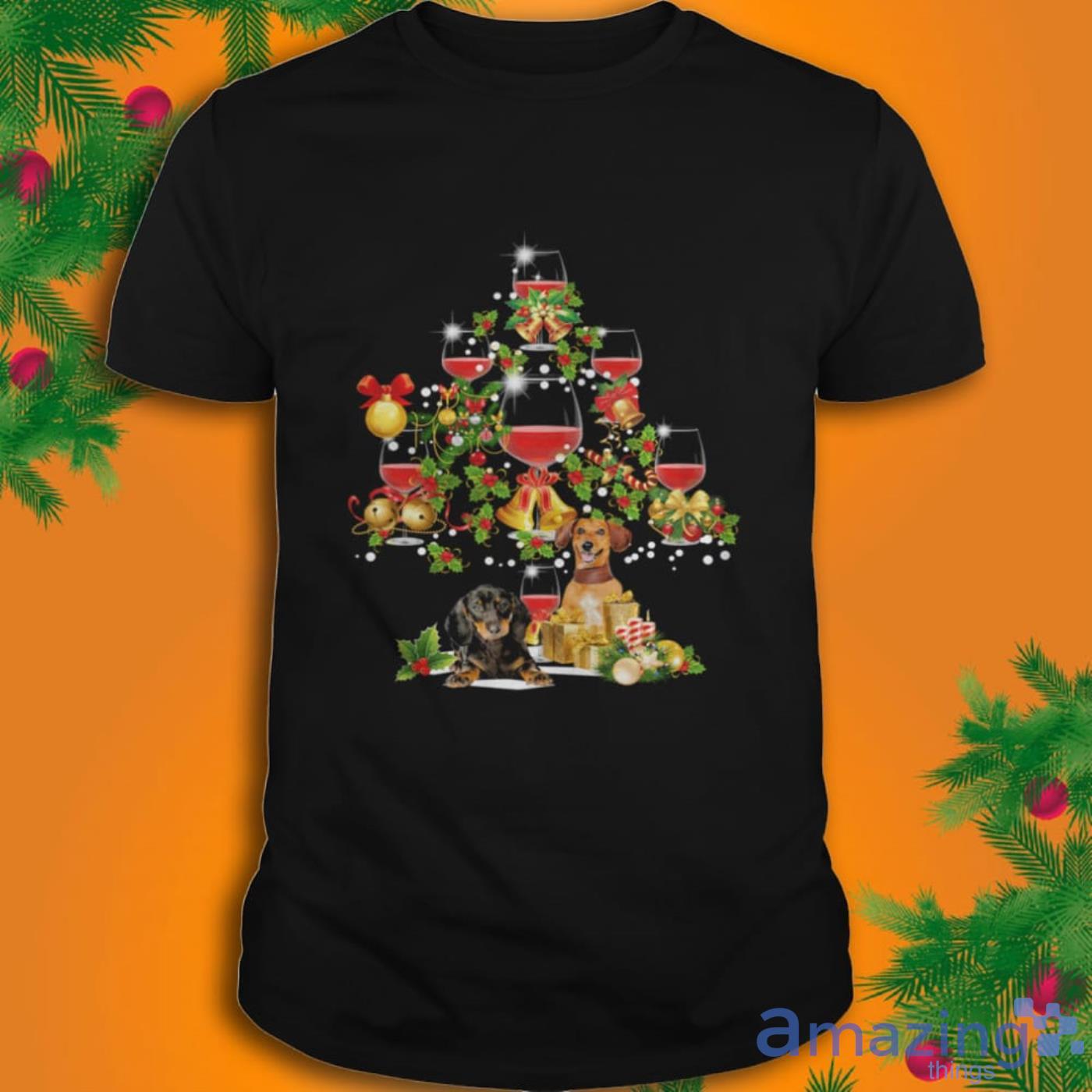 Dachshund Merry Christmas Wine T-Shirt Product Photo 1 Dachshund Merry Christmas Wine T-Shirt Product Photo 1