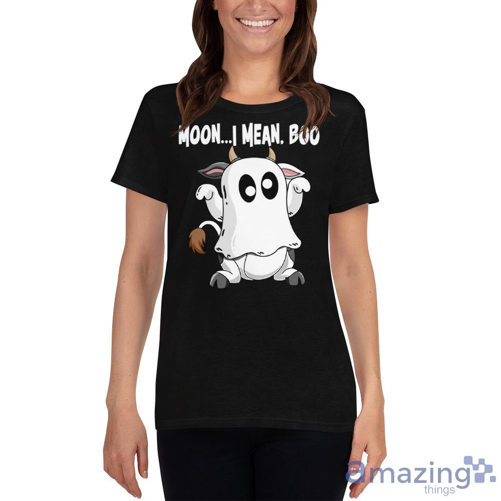 Dairy Cows Moo I Mean Boo Halloween Shirt image Dairy Cows Moo I Mean Boo Halloween Shirt - Ladies Heavy Cotton Short Sleeve T-Shirt