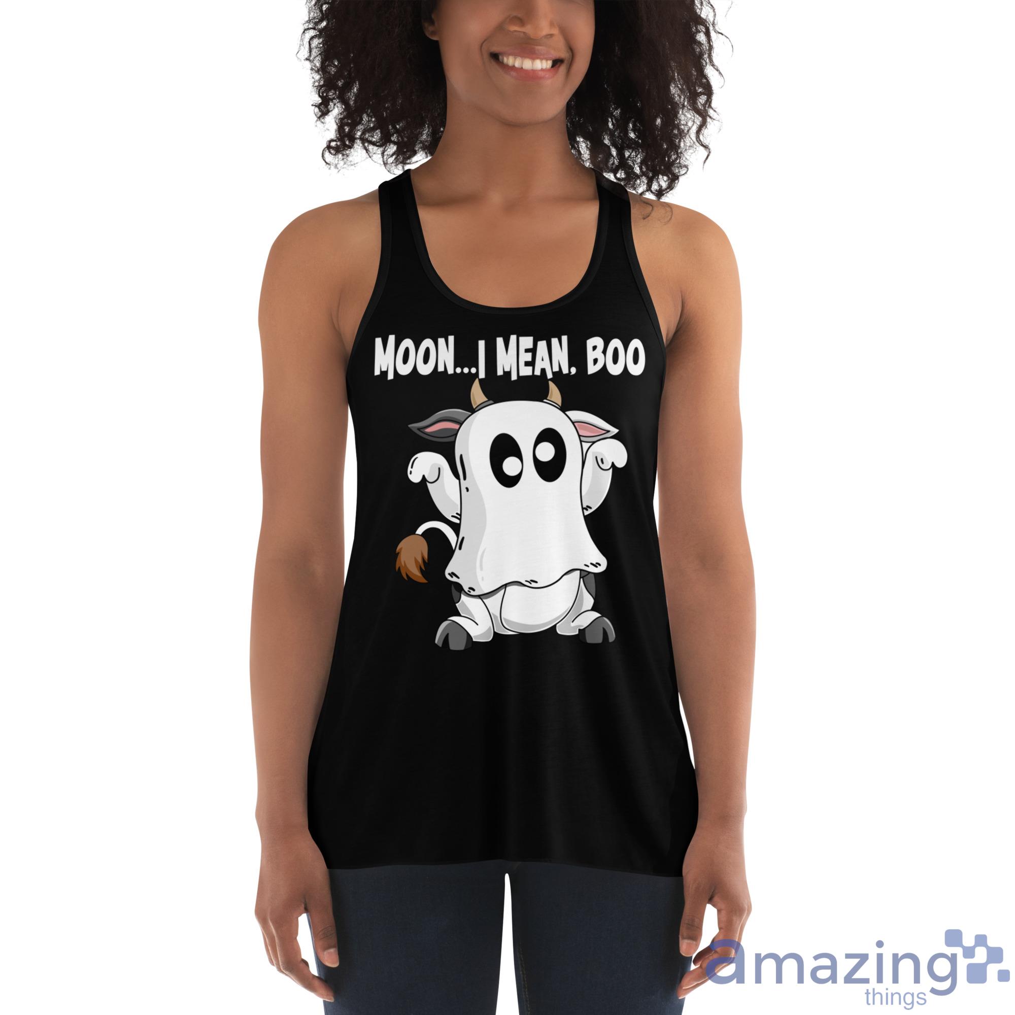 Dairy Cows Moo I Mean Boo Halloween Shirt image Dairy Cows Moo I Mean Boo Halloween Shirt - Womens Flowy Racerback Tank