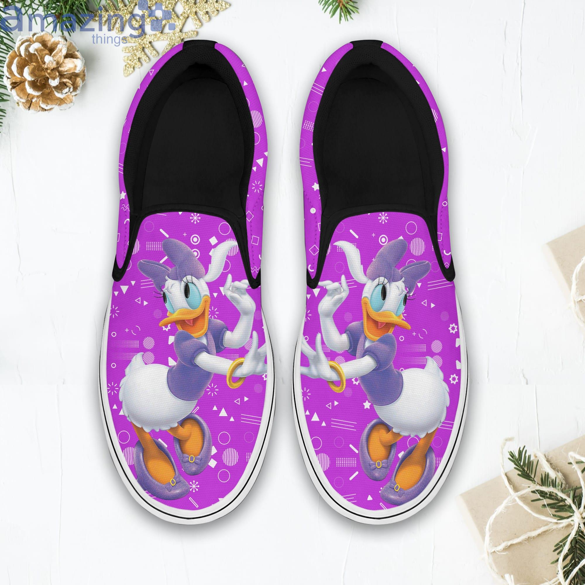 Daisy Duck Purple Disney Casual Daisy Duck Lover Slip On Shoes