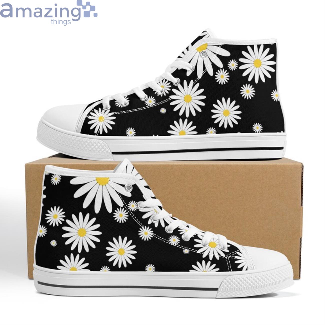 Daisy Flowers Cute High Top Shoes Summer Sneakers Floral Shoes image Daisy Flowers Cute High Top Shoes Summer Sneakers Floral Shoes Product Photo 2