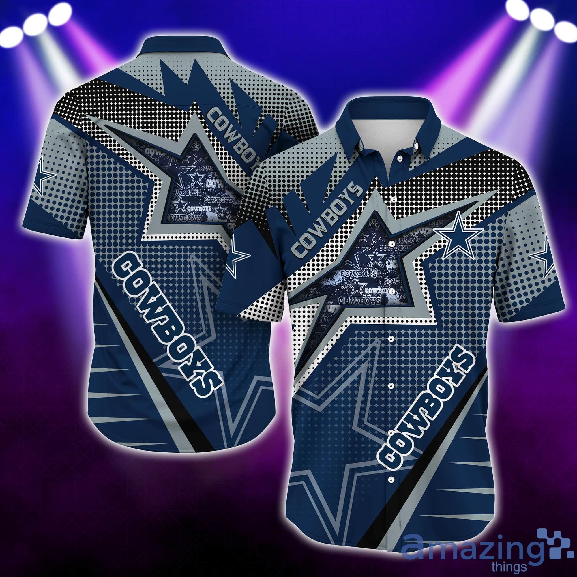Dallas Cowboys NFL Half Tone Texture Style Short Sleeves Hawaiian Shirt Product Photo 1