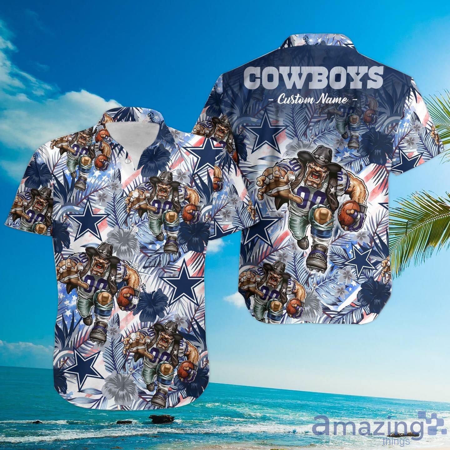 Dallas Cowboys Tropical Floral Custom Name Aloha Hawaiian Shirt