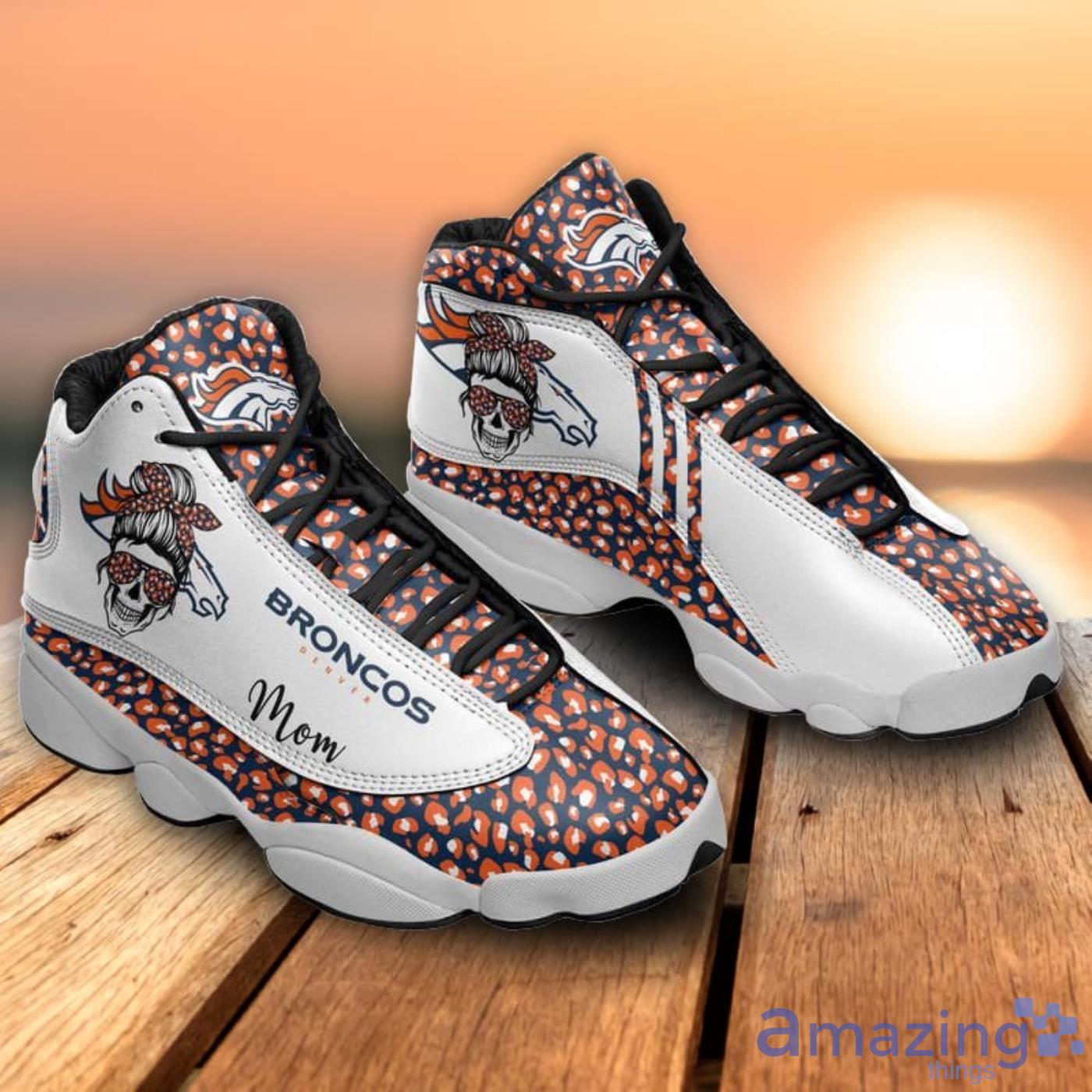 Denver Broncos Mom Leopard Pattern Air Jordan 13 Shoes For Fans Product Photo 1