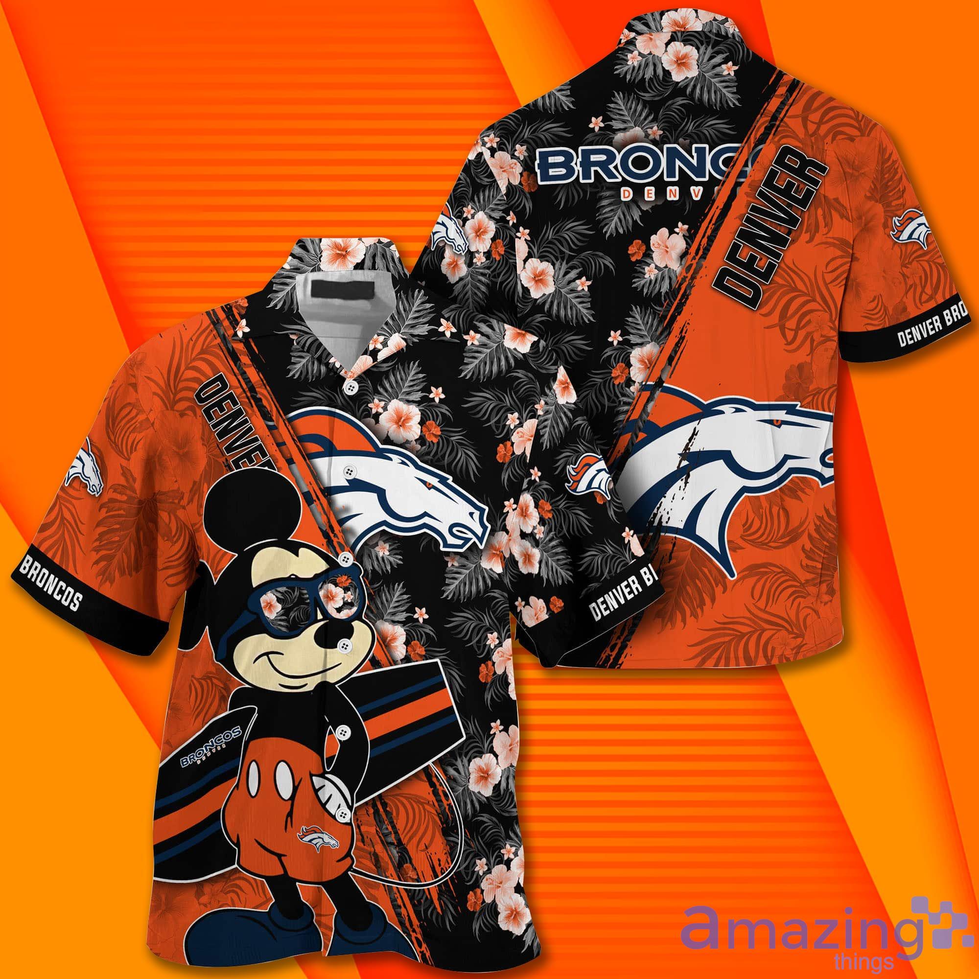Denver Broncos NFL And Mickey Short Sleeves Hawaiian Shirt image Denver Broncos NFL And Mickey Short Sleeves Hawaiian Shirt Product Photo 2