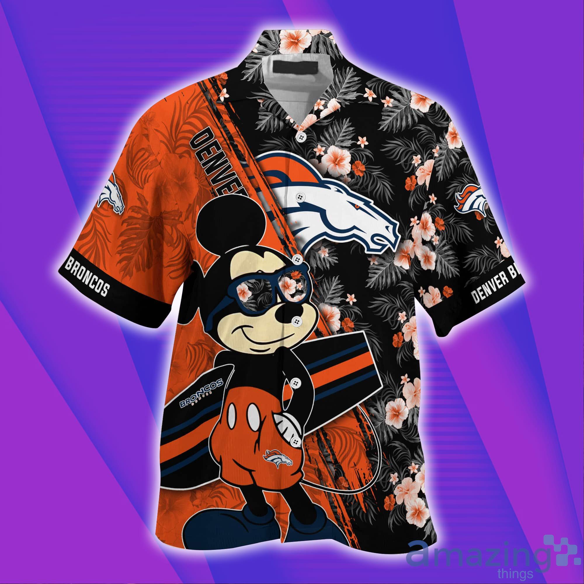 Denver Broncos NFL And Mickey Short Sleeves Hawaiian Shirt image Denver Broncos NFL And Mickey Short Sleeves Hawaiian Shirt Product Photo 3