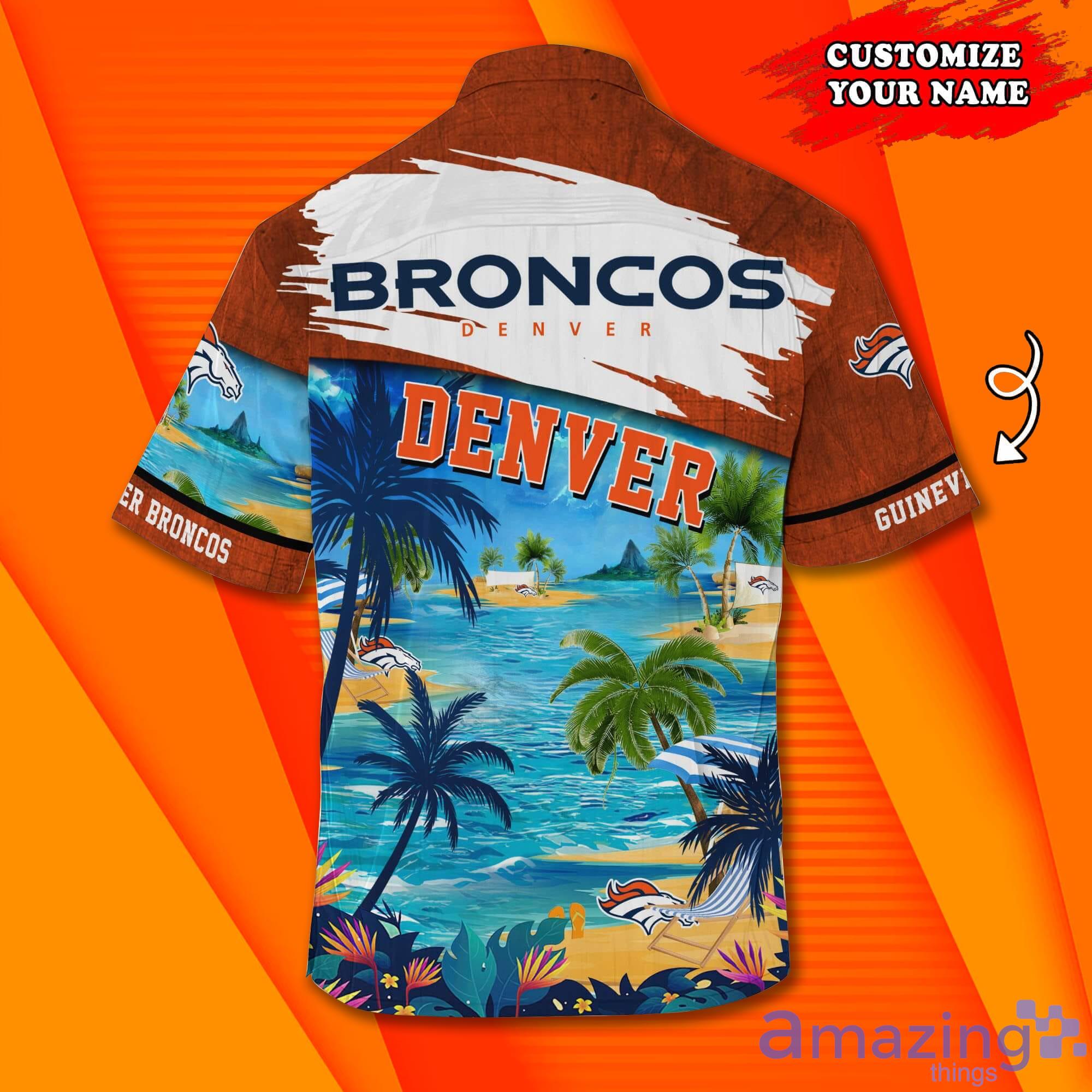 Denver Broncos NFL Custom Name Short Sleeves Hawaiian Shirt