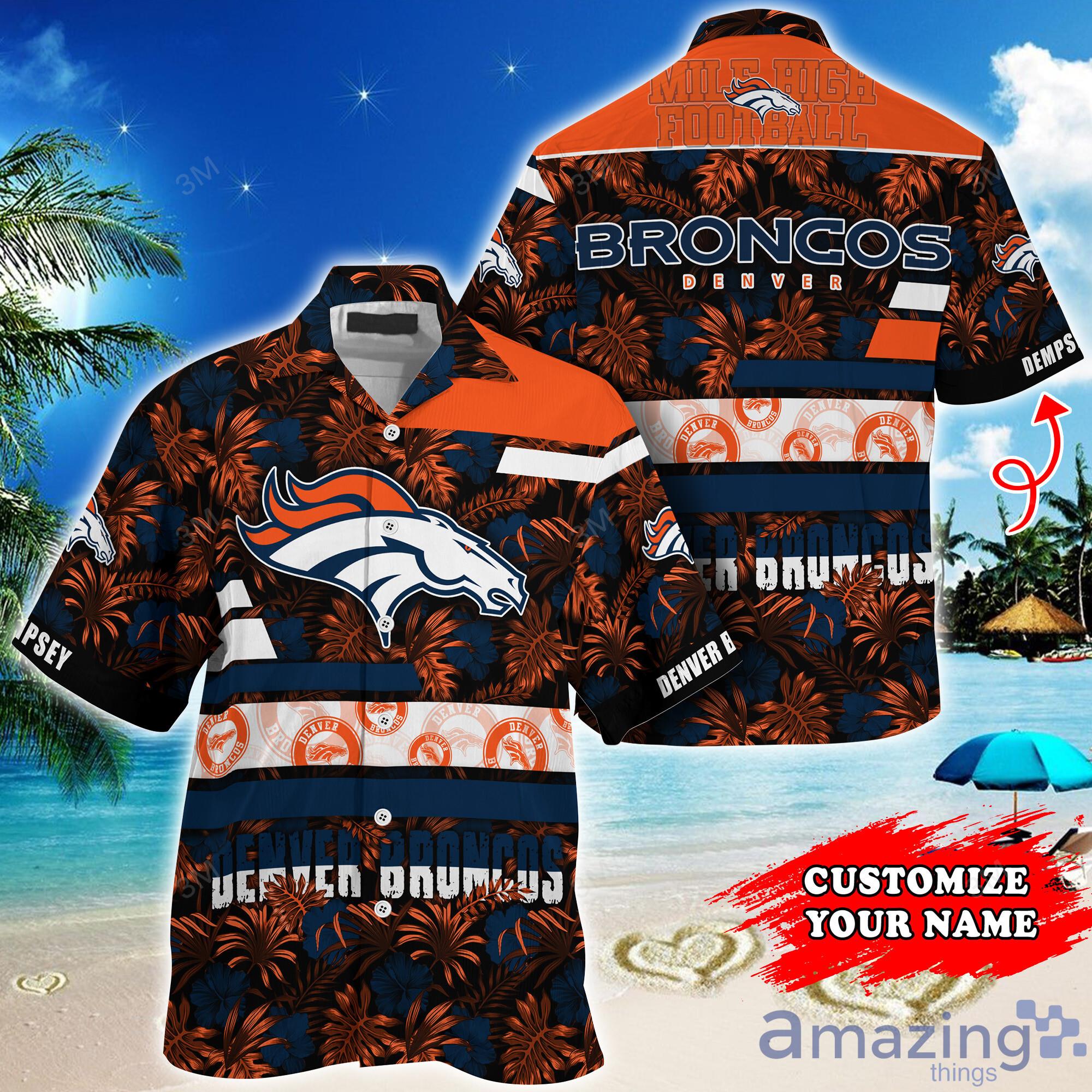 Denver Broncos NFL Tropical Pattern Hawaiian Shirt Custom Name For Fans