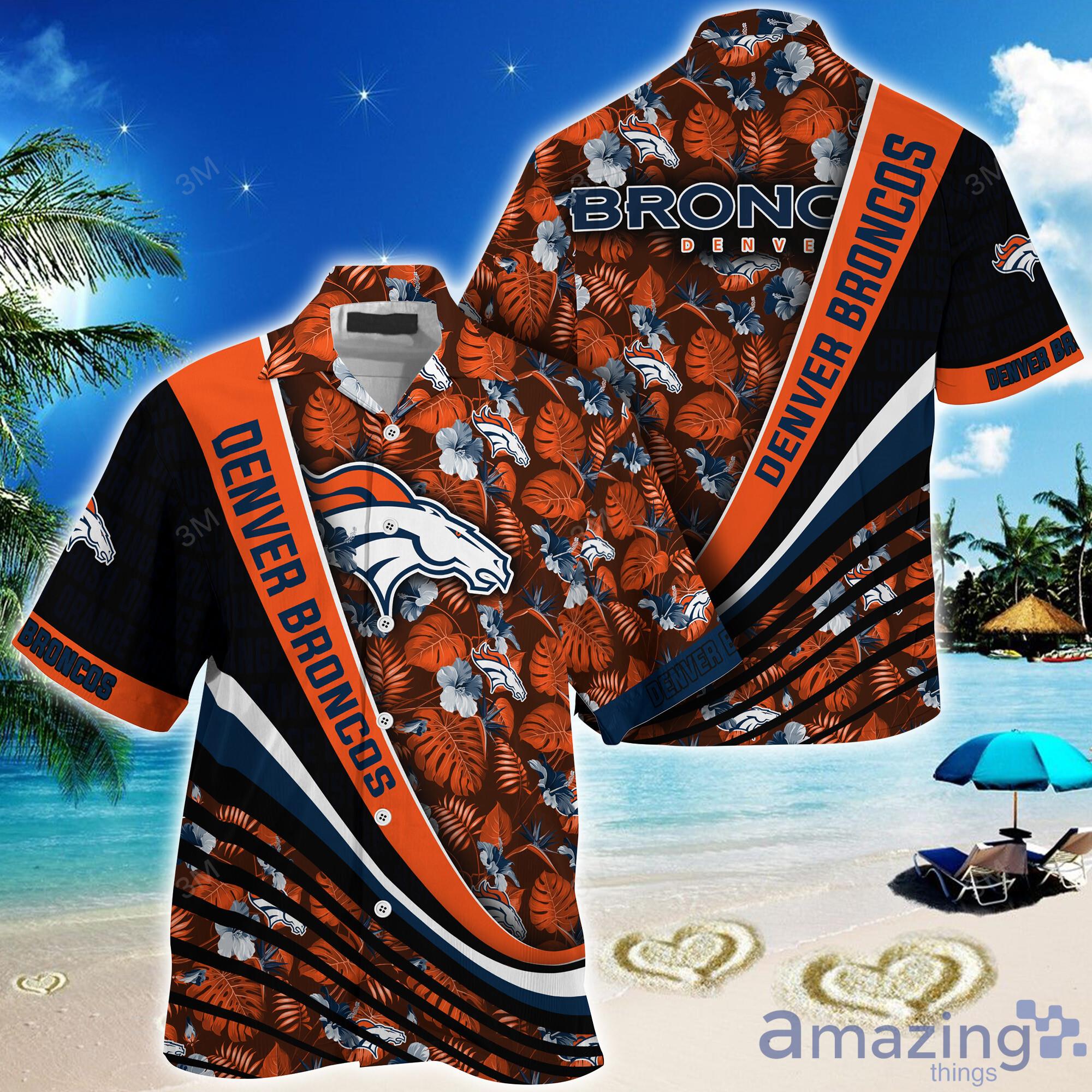 Denver Broncos NFL And Flowers Short Sleeves Hawaiian Shirt