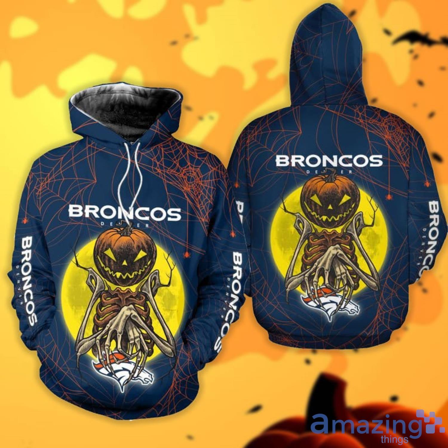 Denver Broncos Pumpskin Monster Halloween 3D All Over Printed Shirts Product Photo 1