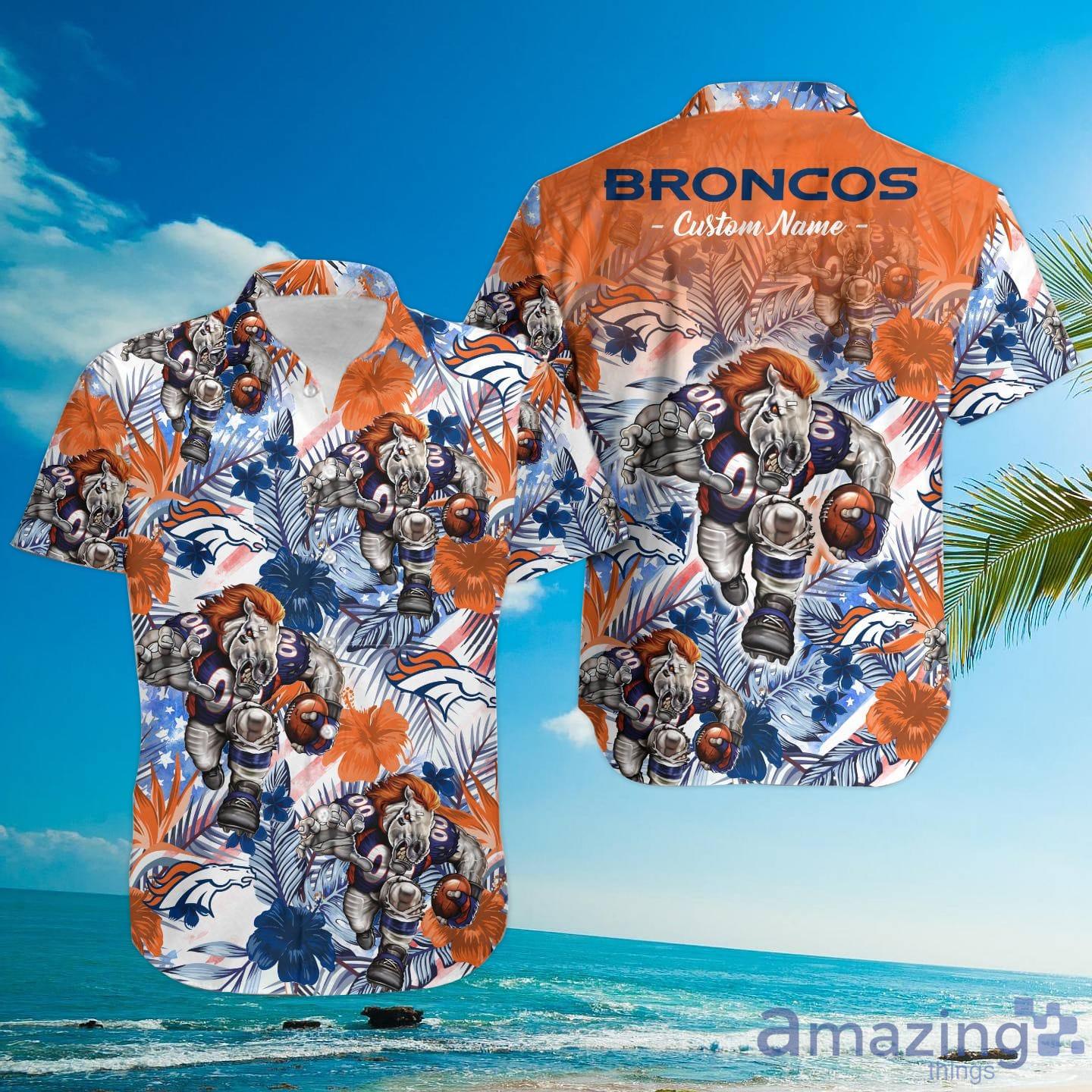 Denver Broncos Tropical Floral Custom Name Aloha Hawaiian Shirt image Denver Broncos Tropical Floral Custom Name Aloha Hawaiian Shirt Product Photo 3