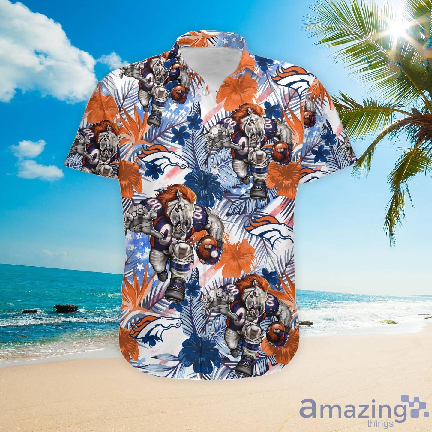 Denver Broncos Tropical Floral Custom Name Aloha Hawaiian Shirt image Denver Broncos Tropical Floral Custom Name Aloha Hawaiian Shirt Product Photo 4