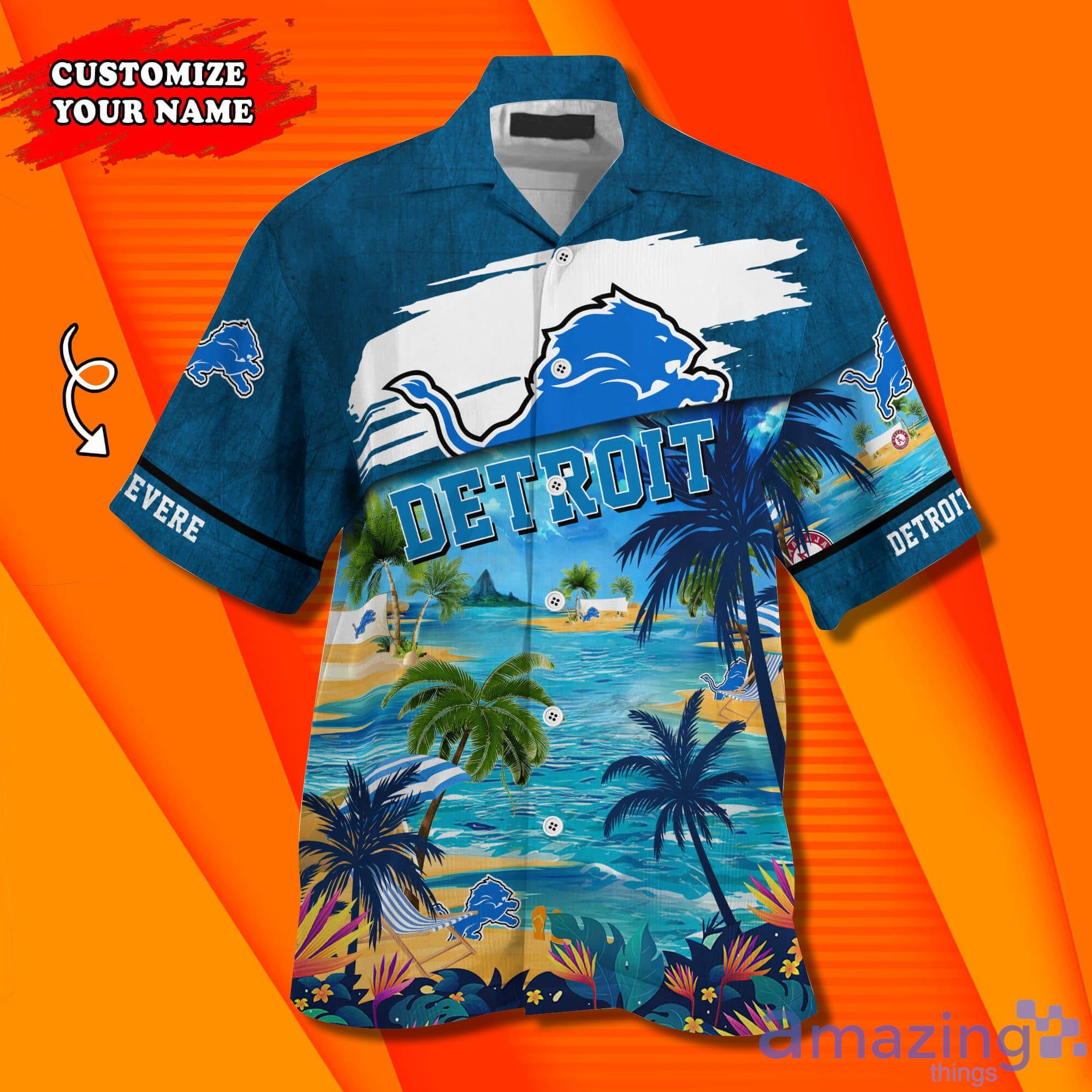Detroit Lions NFL Trending Custom Name Short Sleeves Hawaiian Shirt image Detroit Lions NFL Trending Custom Name Short Sleeves Hawaiian Shirt Product Photo 3