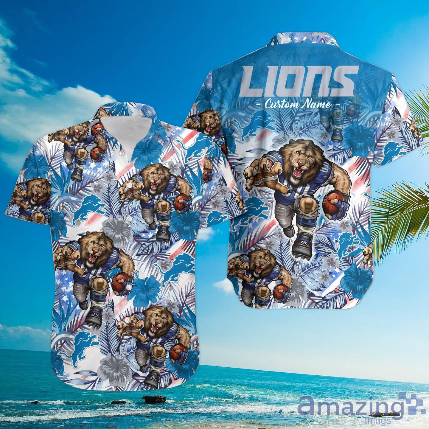 Detroit Lions Tropical Floral Custom Name Aloha Hawaiian Shirt