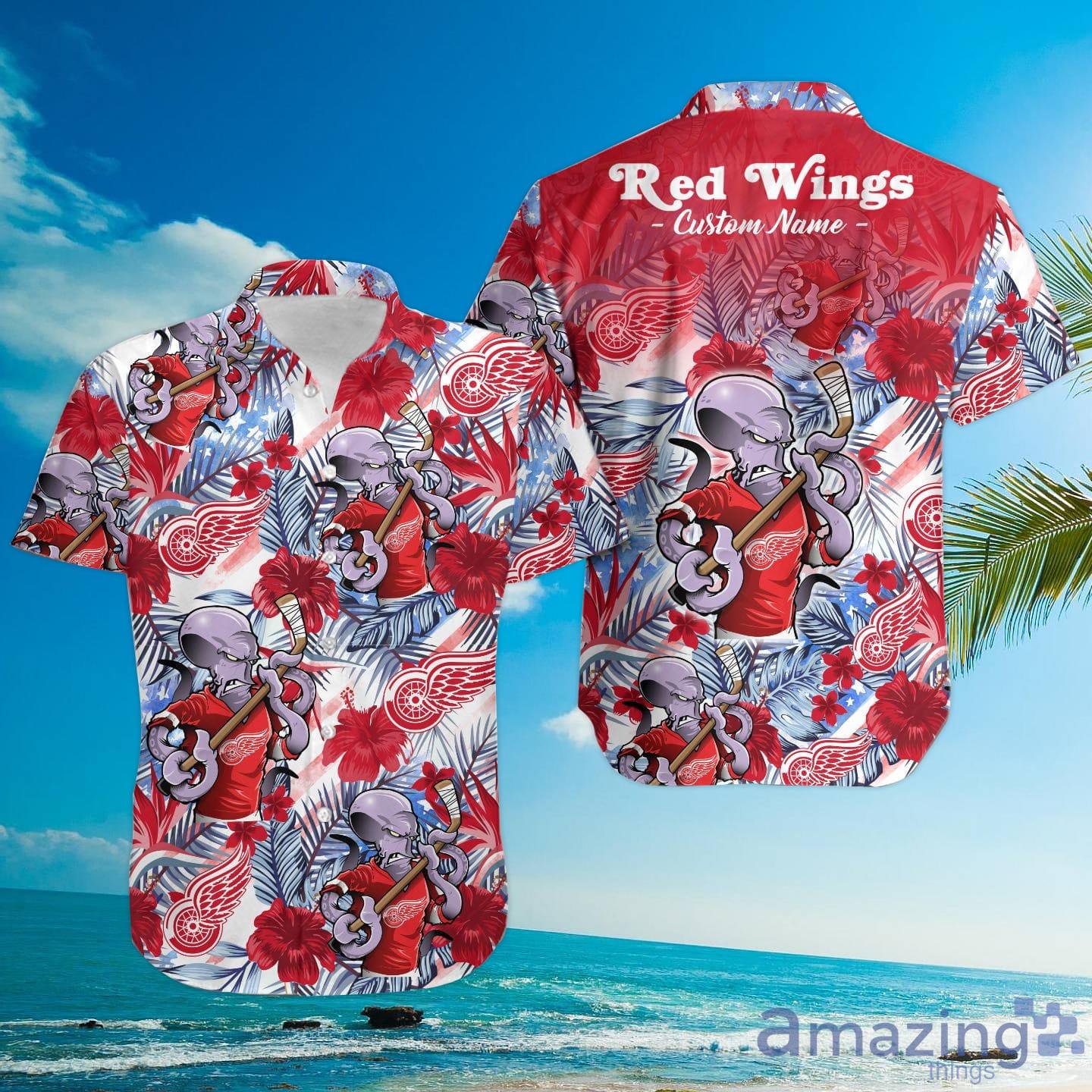 NHL Detroit Red Wings Orca And Waves Personalized Hawaiian Shirt