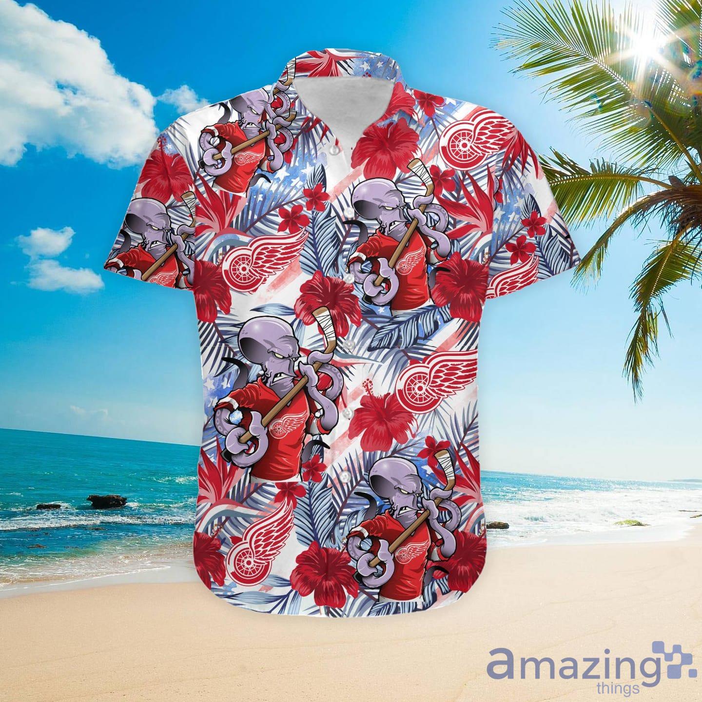 Detroit Red Wings NHL Palm Tree Summer Hawaiian Shirt - Binteez