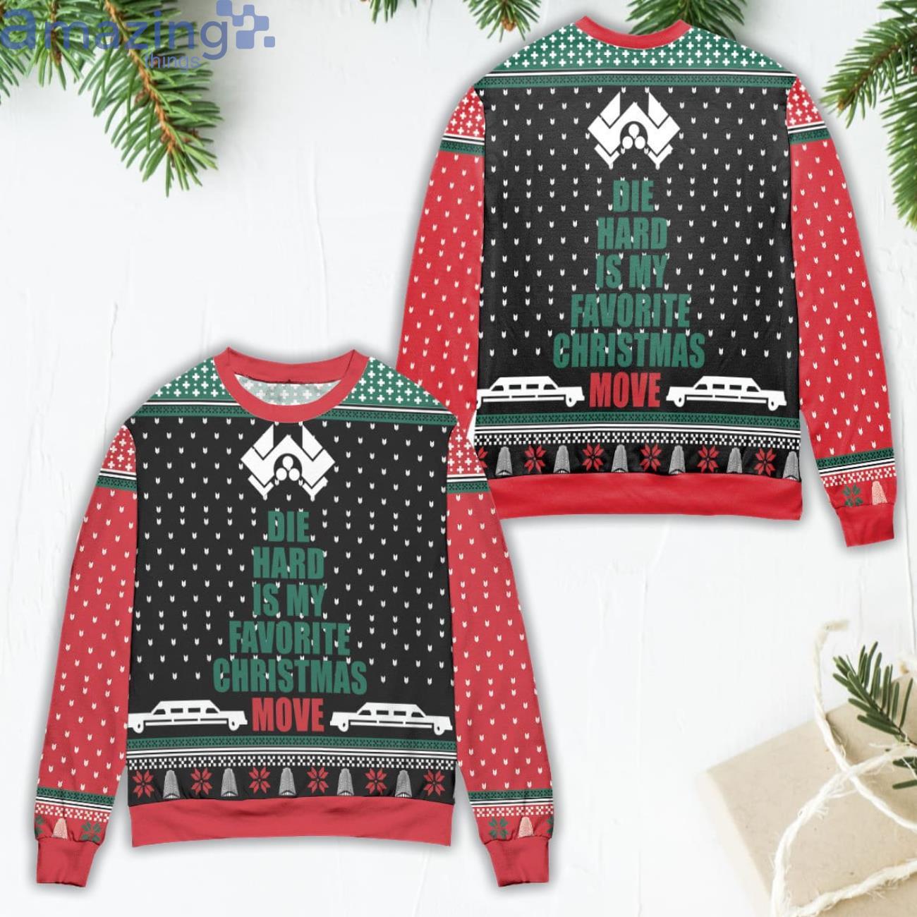 Die Hard Is My Favorite Christmas Move Nakatomi Plaza Ugly Christmas Sweater Product Photo 1 Die Hard Is My Favorite Christmas Move Nakatomi Plaza Ugly Christmas Sweater Product Photo 1