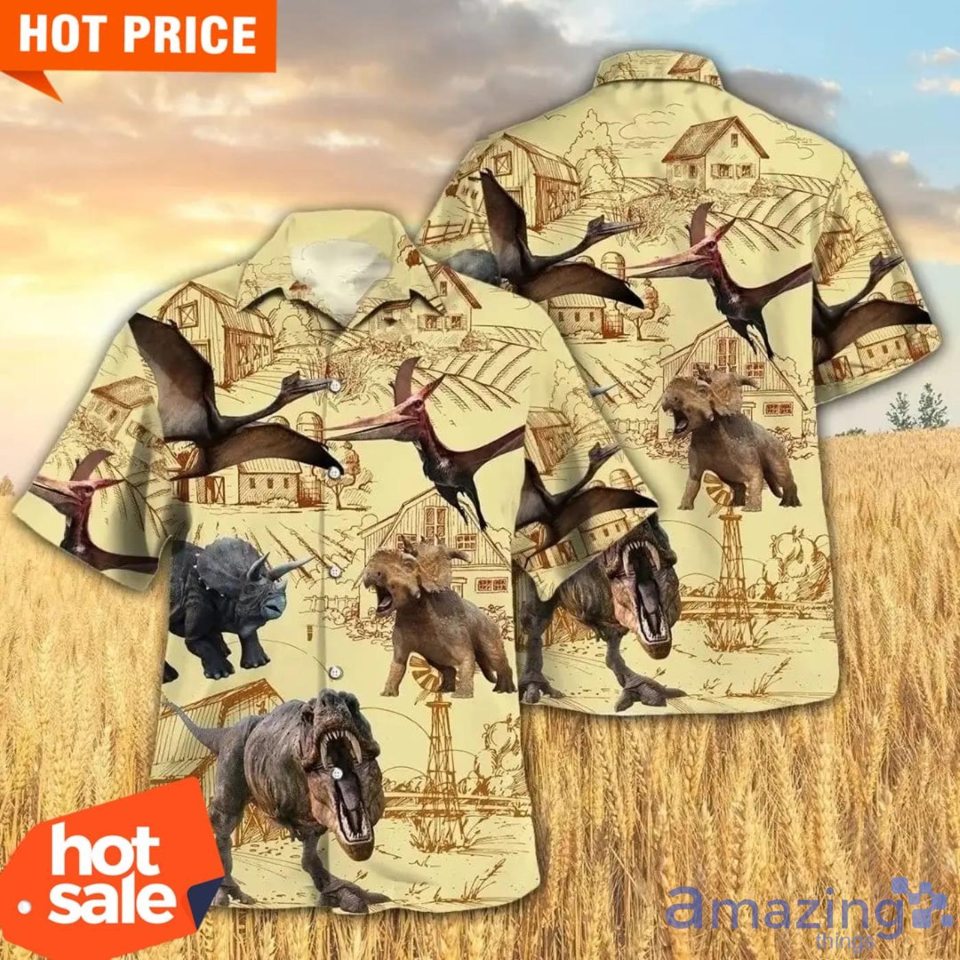 Dinosaur Farm Hawaiian Shirt Animal Lovers Hawaiian Shirt image Dinosaur Farm Hawaiian Shirt Animal Lovers Hawaiian Shirt Product Photo 3