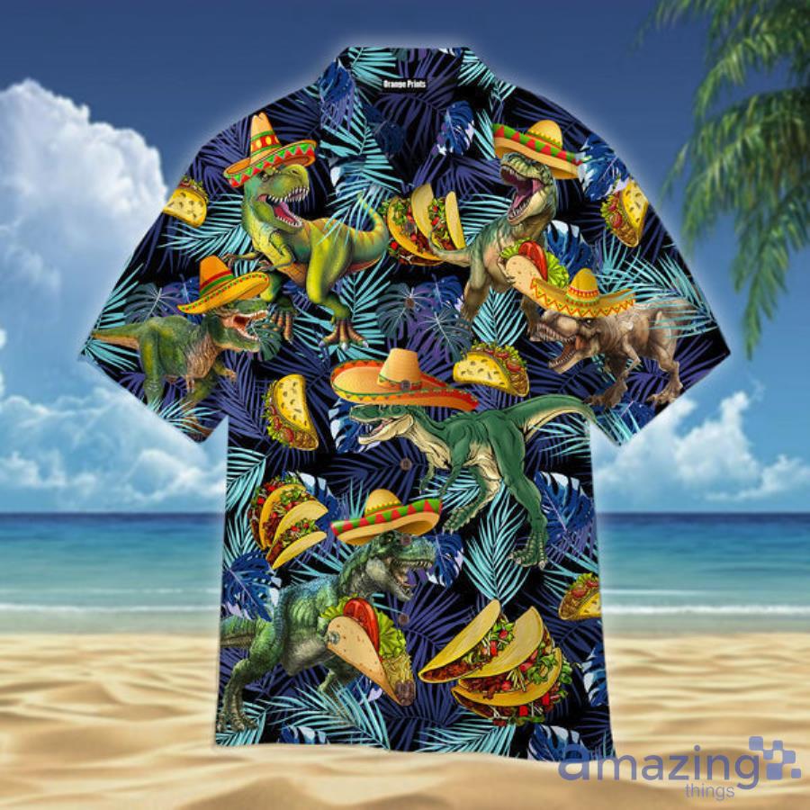 Dinosaurs Love Tacos T-rex Aloha Hawaiian Shirts Product Photo 1