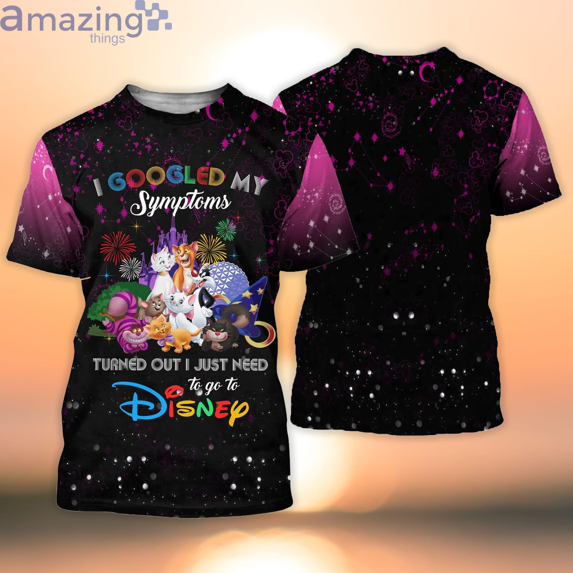 Disney Cats Quotes Pink Black Pattern Disney Cartoon Cartoon 3D T-Shirt Product Photo 1