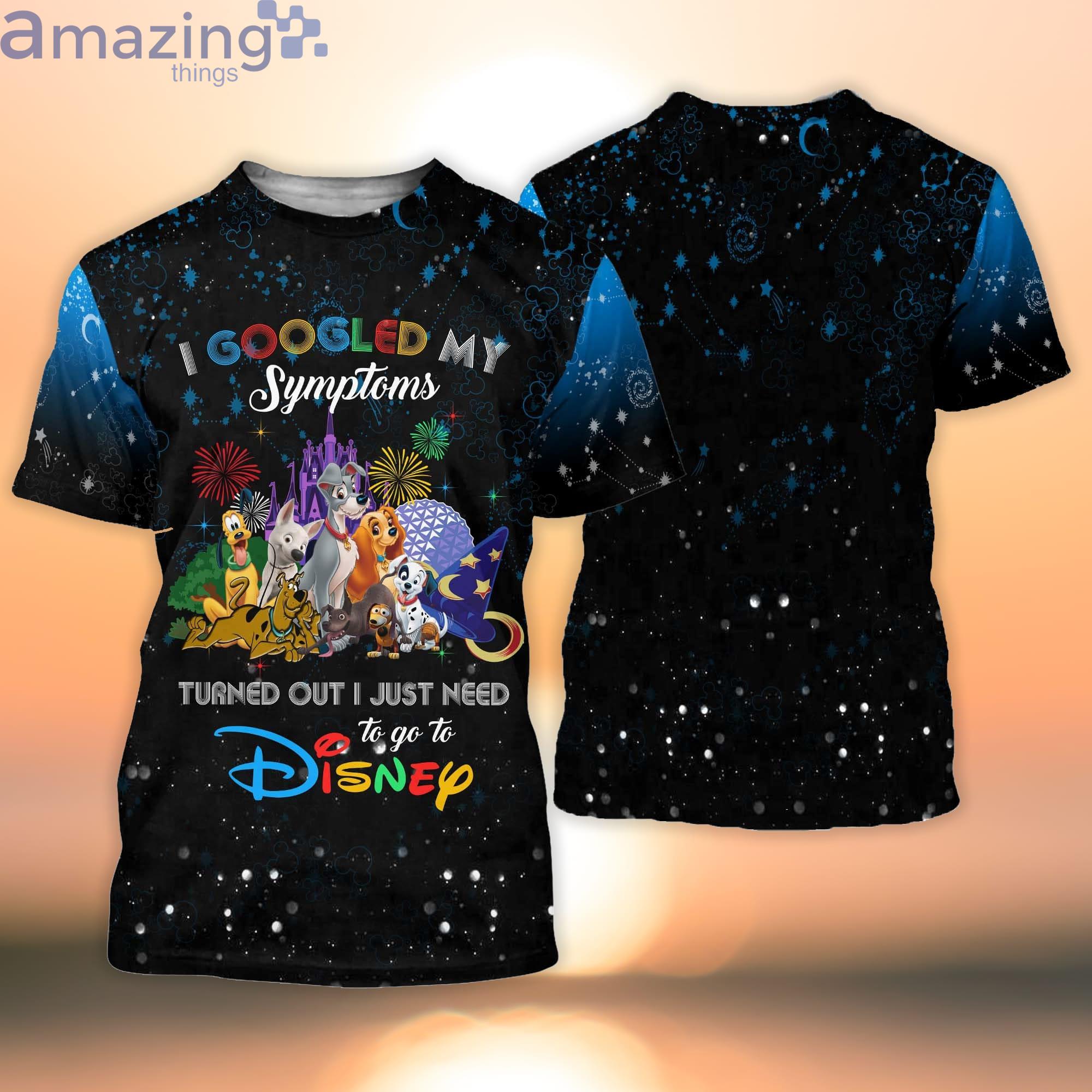 Disney Dogs Quotes Blue Black Pattern Disney Cartoon Cartoon 3D T-Shirt Product Photo 1