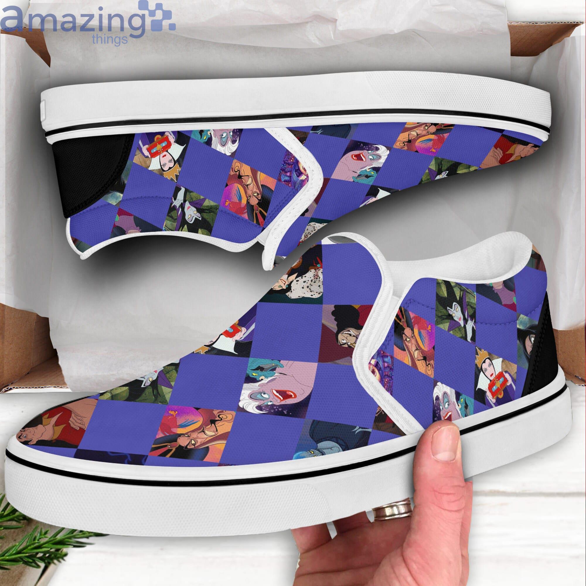 Disney Villians Purple Rhombus Patterns Disney Cartoon Slip On Shoes Product Photo 1