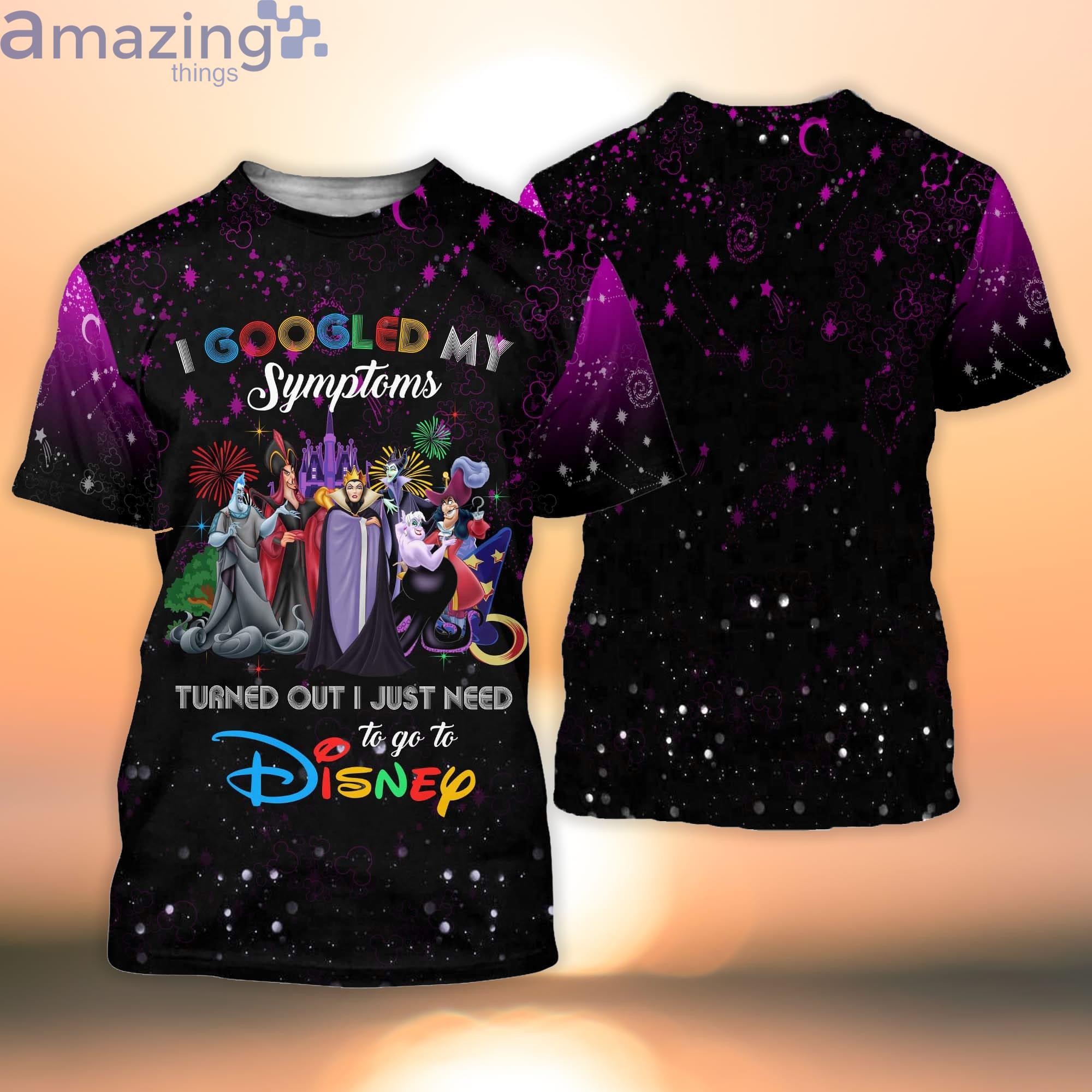 Disney Villians Quotes Purple Black Patterns Disney Cartoon Cartoon 3D T-Shirt Product Photo 1