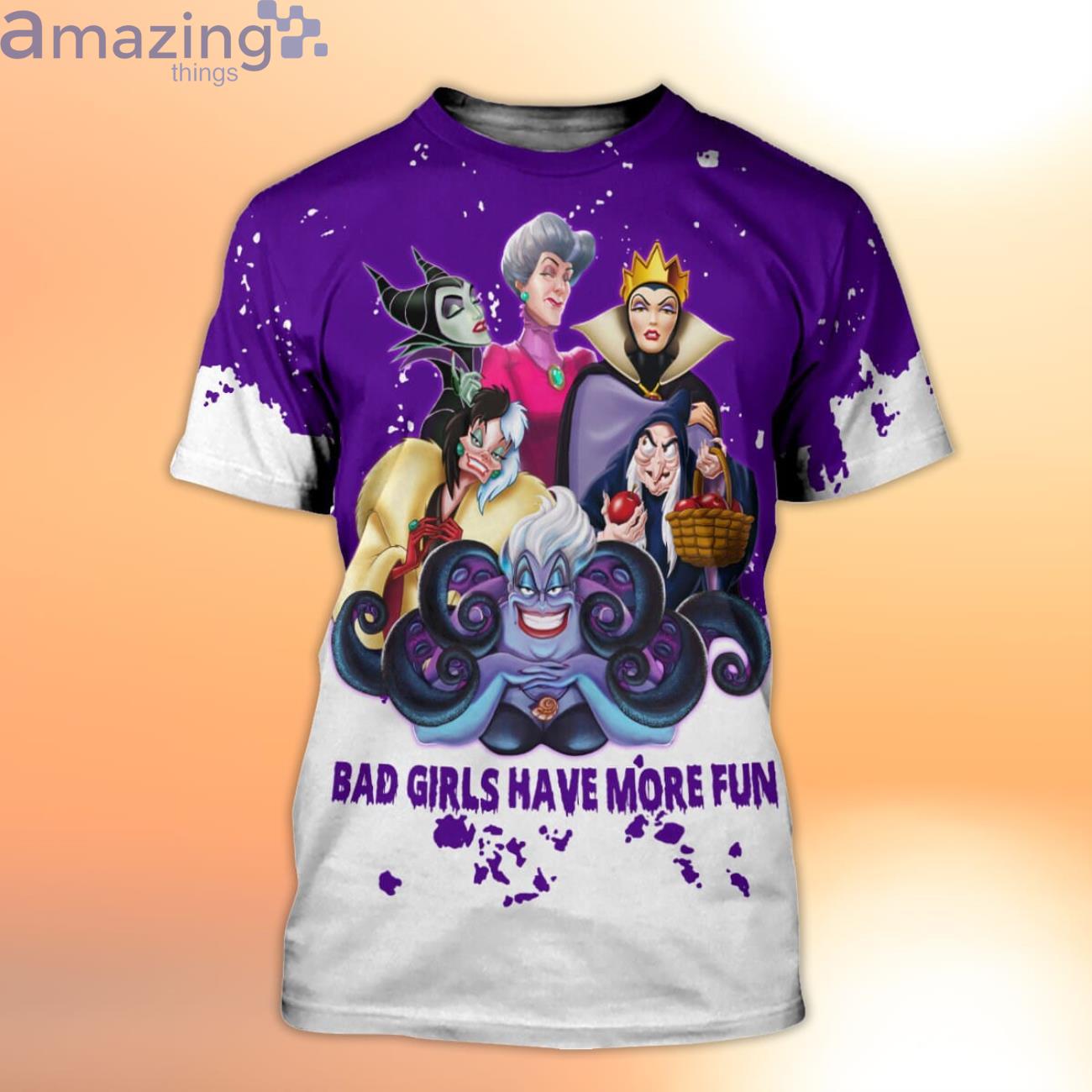 Disney Villians Quotes Purple Splatter Paint Disney Cartoon 3D T Shirts image Disney Villians Quotes Purple Splatter Paint Disney Cartoon 3D T-Shirts Product Photo 2