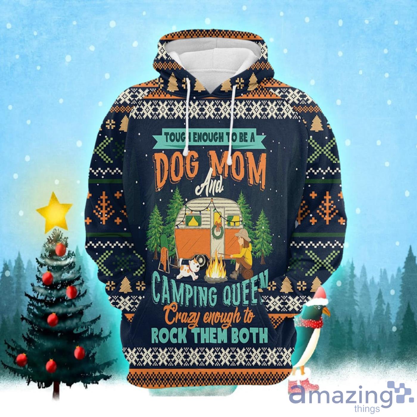 Dog Mom Camping Christmas Pattern All Over Print 3D Sweater Hoodie Product Photo 1