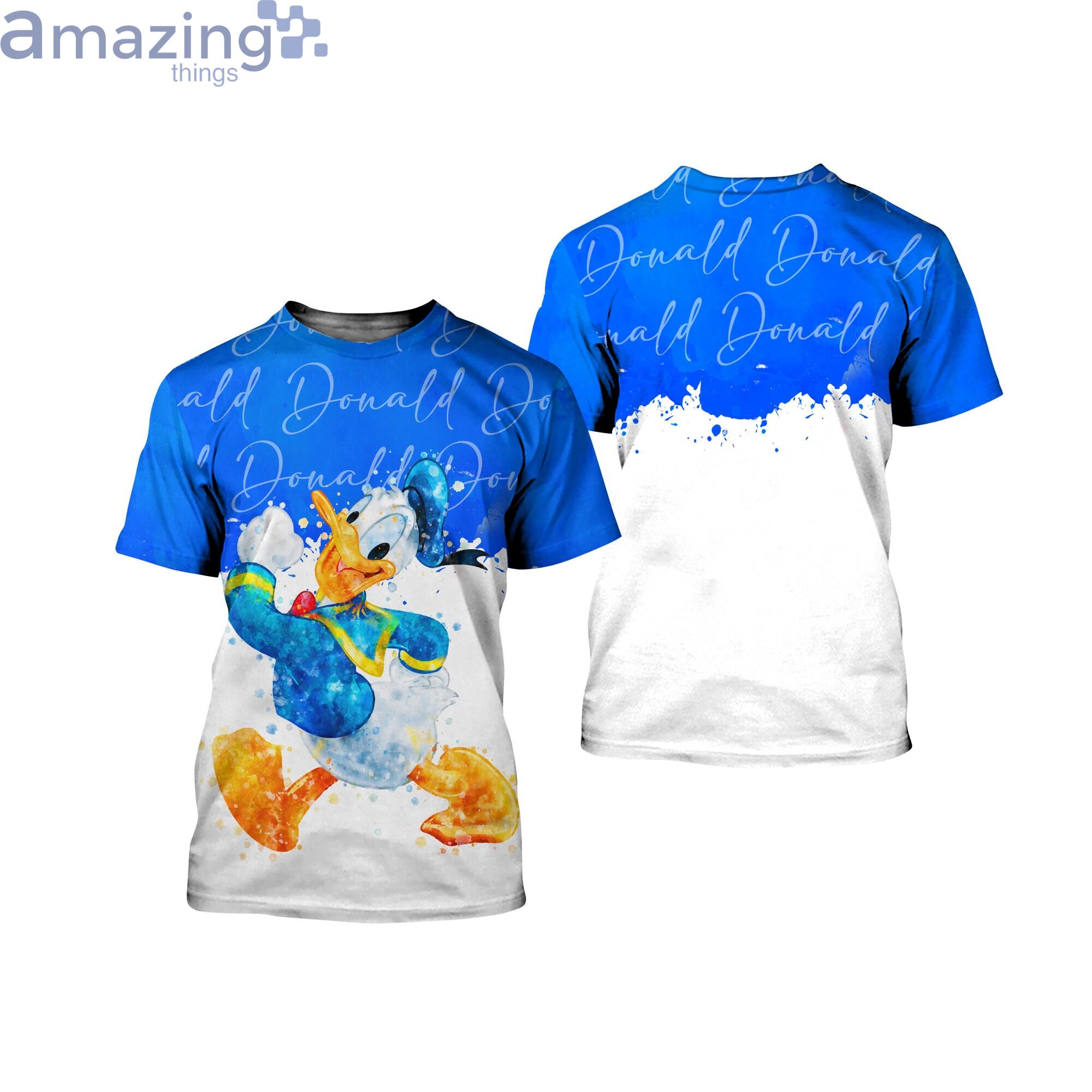 Donald Duck Blue Watercolor Glitter Disney Cartoon 3D T-Shirts Product Photo 1