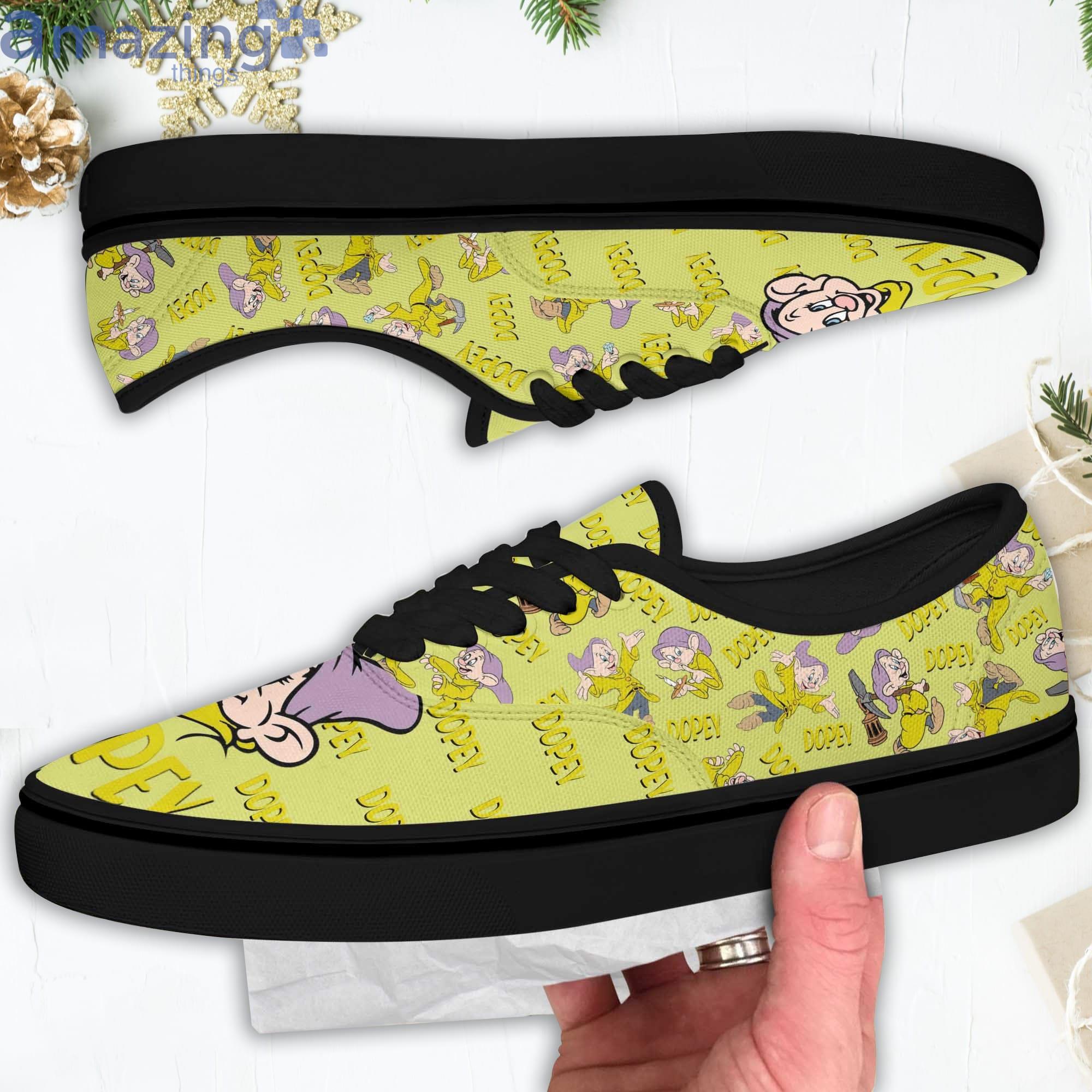 Dopey Dwarf Head Greens Disney Cartoon Low Top Slip On Lace Up Canvas Vans Shoes image Dopey Dwarf Head Greens Disney Cartoon Low Top Slip On Lace Up Canvas Vans Shoes Product Photo 2