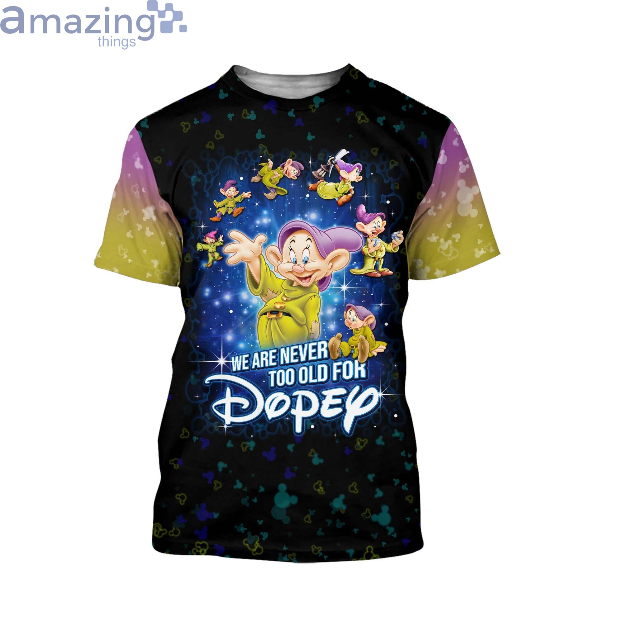 Dopey Dwarf Never Too Old For Purple Green Disney Cartoon Cartoon 3D T Shirt image Dopey Dwarf Never Too Old For Purple Green Disney Cartoon Cartoon 3D T-Shirt Product Photo 2