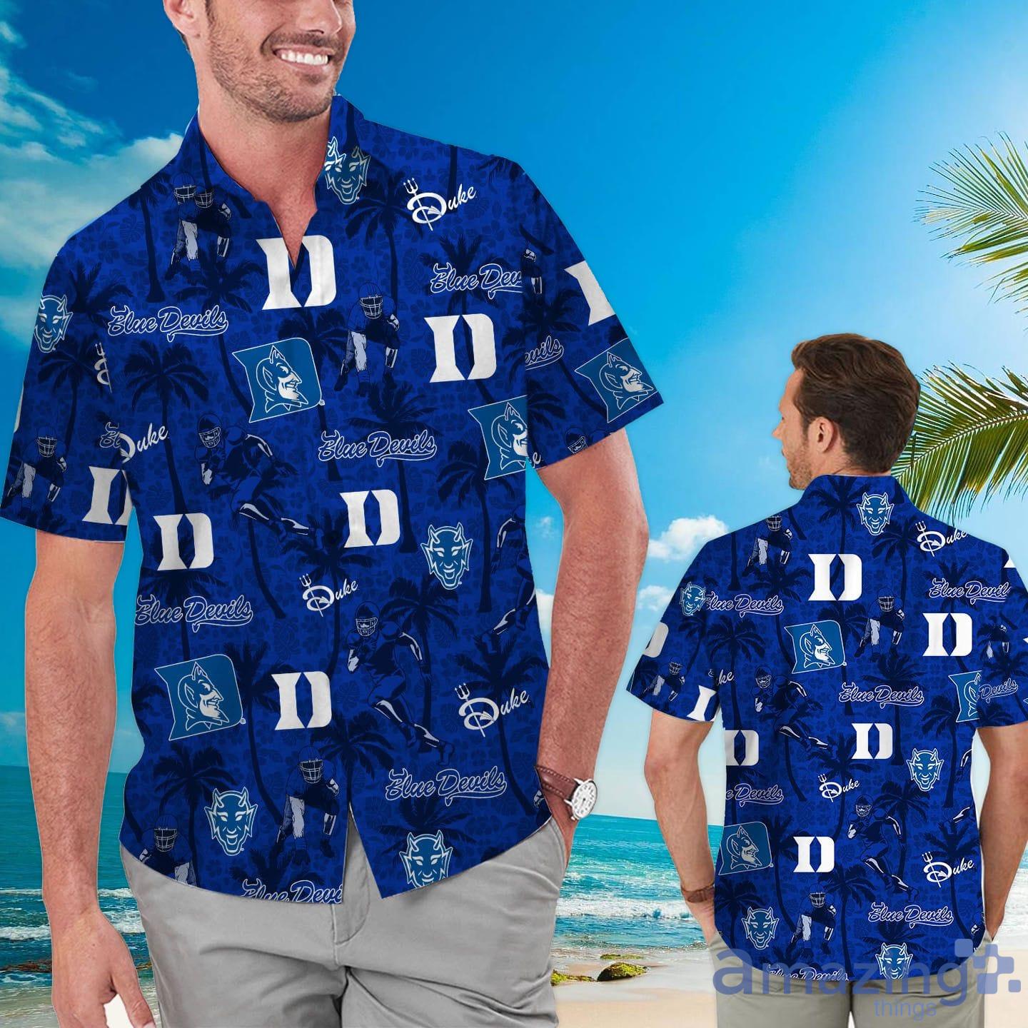 Duke Blue Devils Tropical Beach Coconut Tree Hawaiian Shirt Product Photo 1