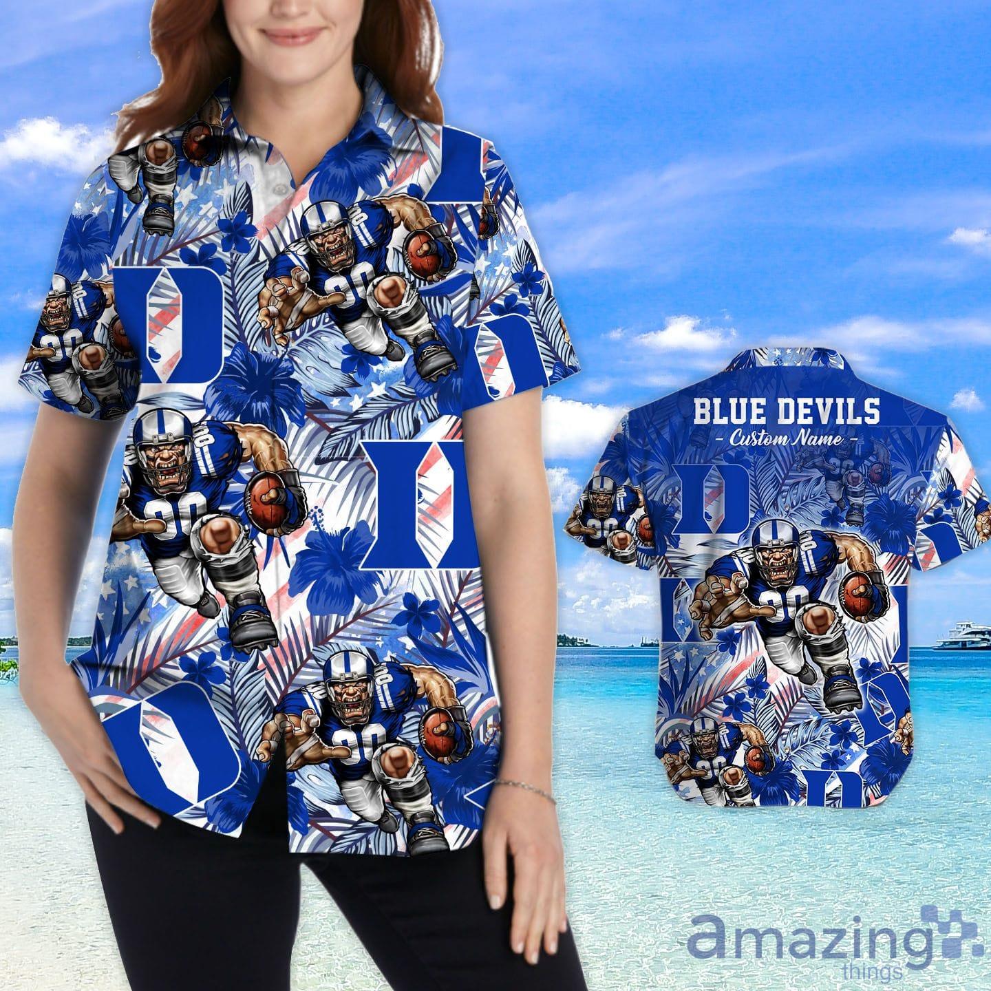 Duke Blue Devils Tropical Floral Custom Name Aloha Hawaiian Shirt image Duke Blue Devils Tropical Floral Custom Name Aloha Hawaiian Shirt Product Photo 2