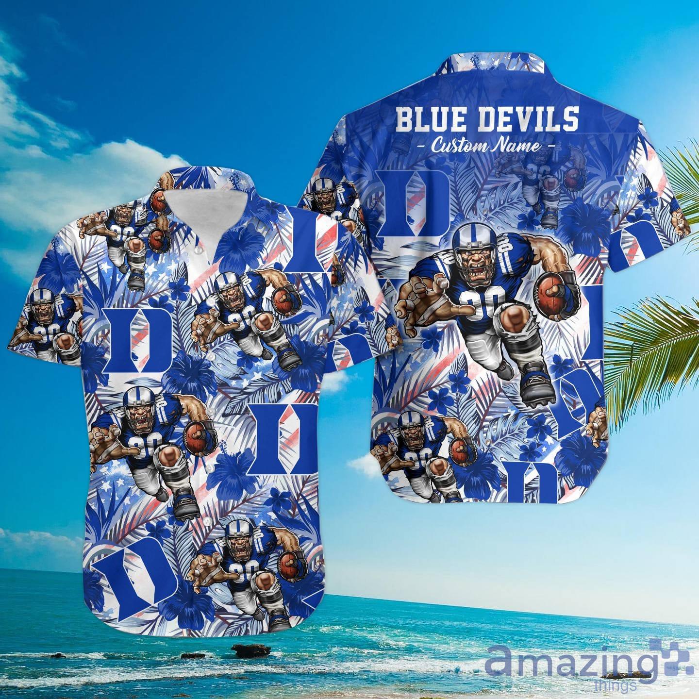 Duke Blue Devils Tropical Floral Custom Name Aloha Hawaiian Shirt image Duke Blue Devils Tropical Floral Custom Name Aloha Hawaiian Shirt Product Photo 3