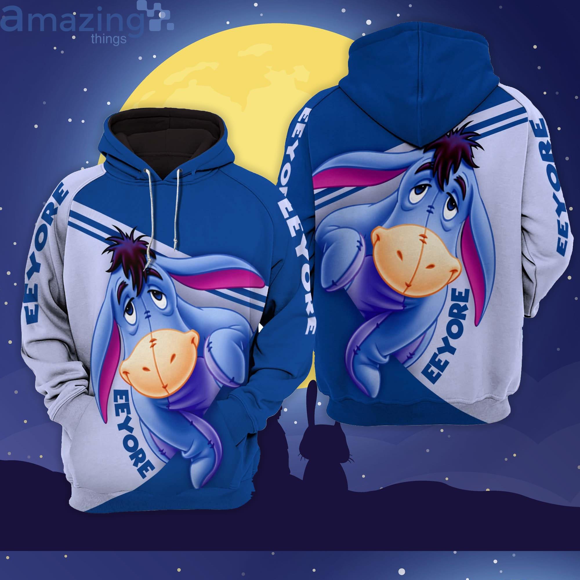 Eeyore Donkey Blue Stripe Cross Disney Graphic 3D Hoodie Zip Hoodie image Eeyore Donkey Blue Stripe Cross Disney Graphic 3D Hoodie Zip Hoodie Product Photo 2