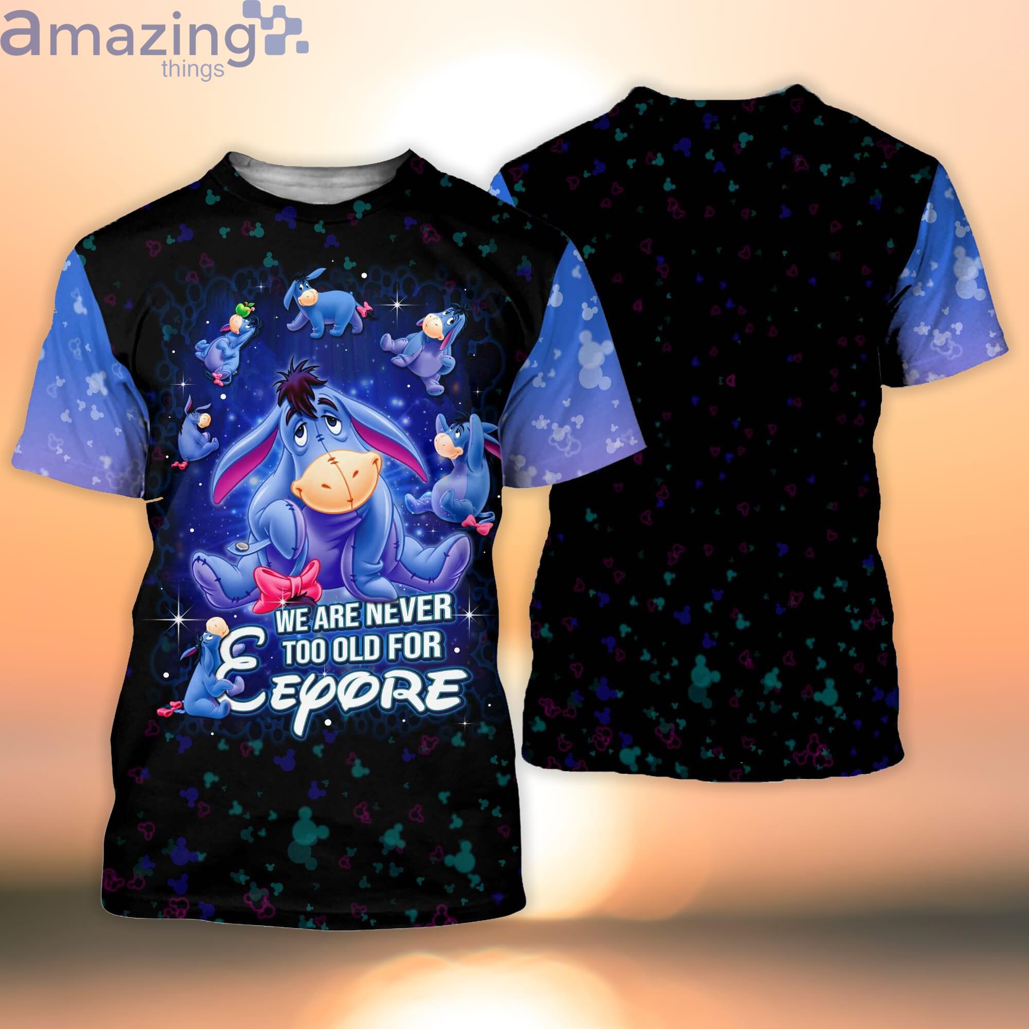 Eeyore Donkey Never Too Old For Blue Black Disney Cartoon Cartoon 3D T-Shirt Product Photo 1