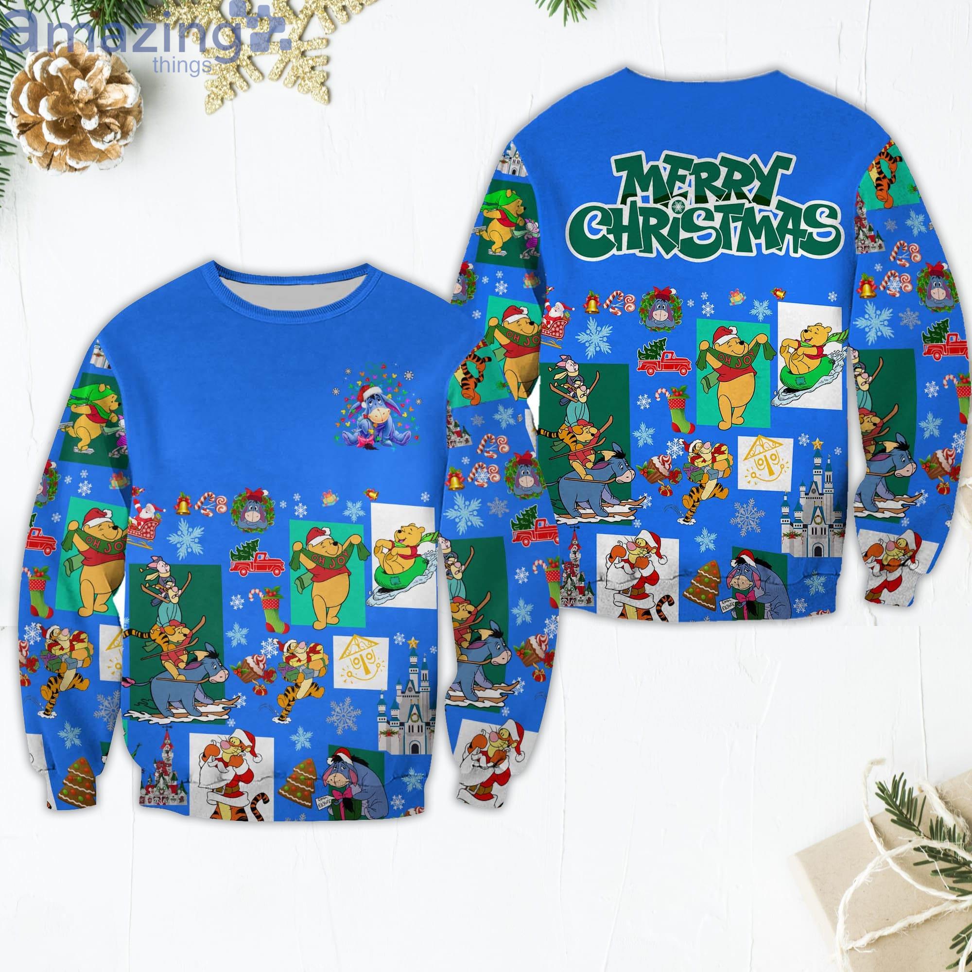 Eeyore Donkey Pattern Xmas Blue 2022 Christmas Disney Cartoon Sweater image Eeyore Donkey Pattern Xmas Blue 2022 Christmas Disney Cartoon Sweater Product Photo 2