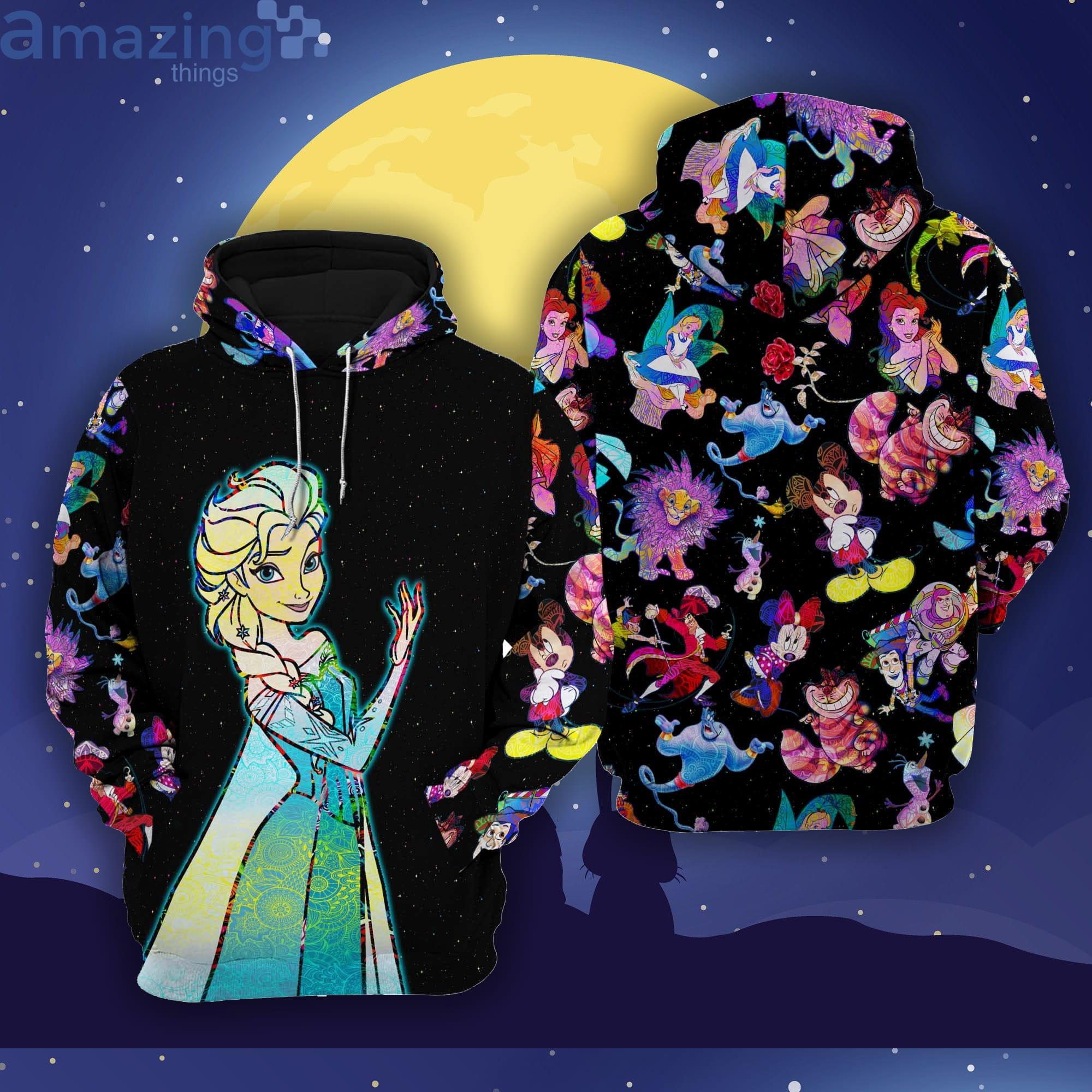 Elsa Frozen Galaxy Night Sky Patterns Disney Cartoon 3D Hoodie Zip Hoodie Product Photo 1