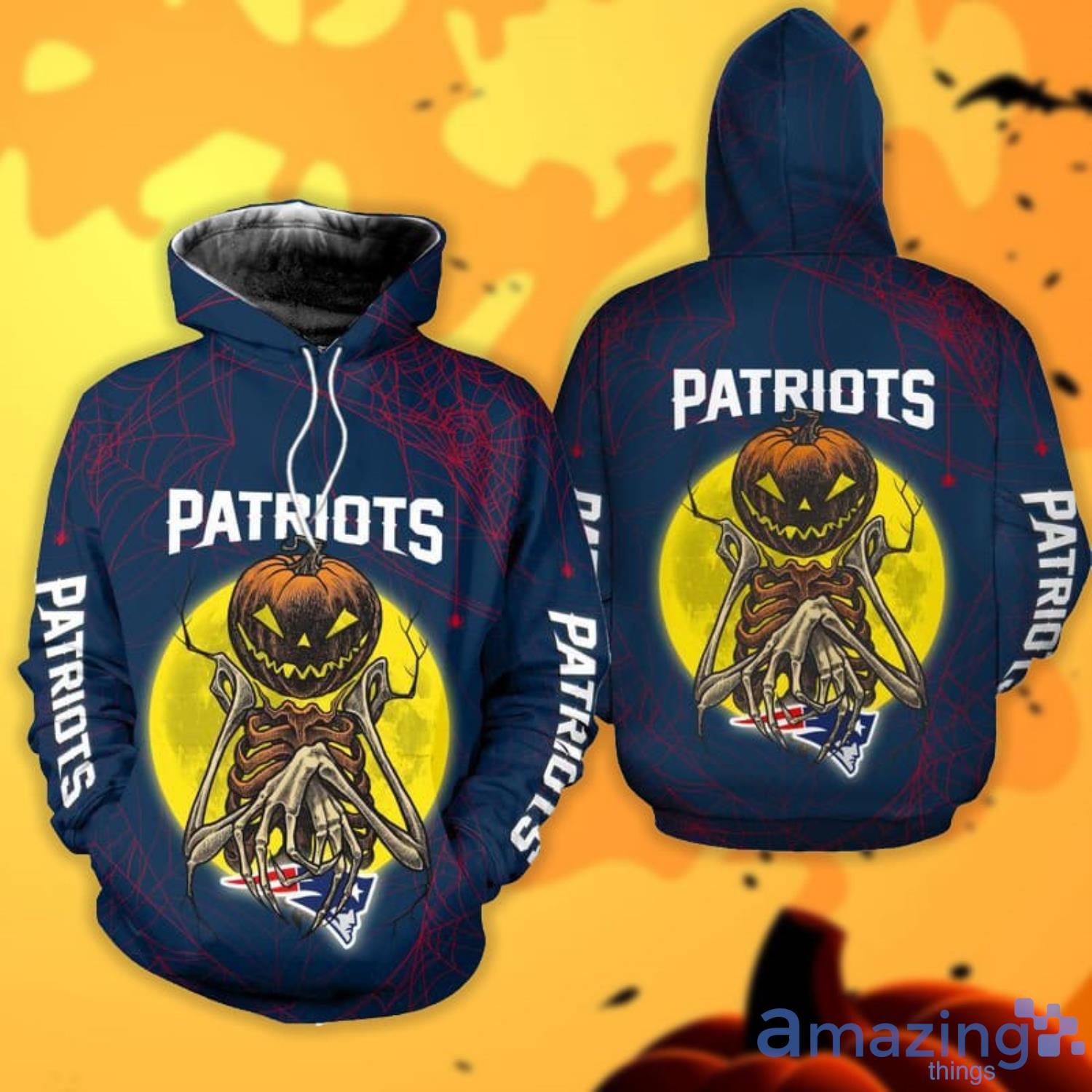 England Patriots Pumpskin Monster Halloween 3D All Over Printed Shirts Product Photo 1