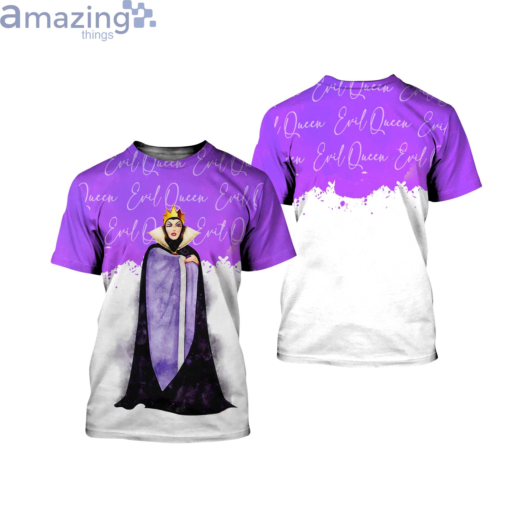 Evil Queen Villian Purple Watercolor Glitter Disney Cartoon 3D T-Shirts Product Photo 1
