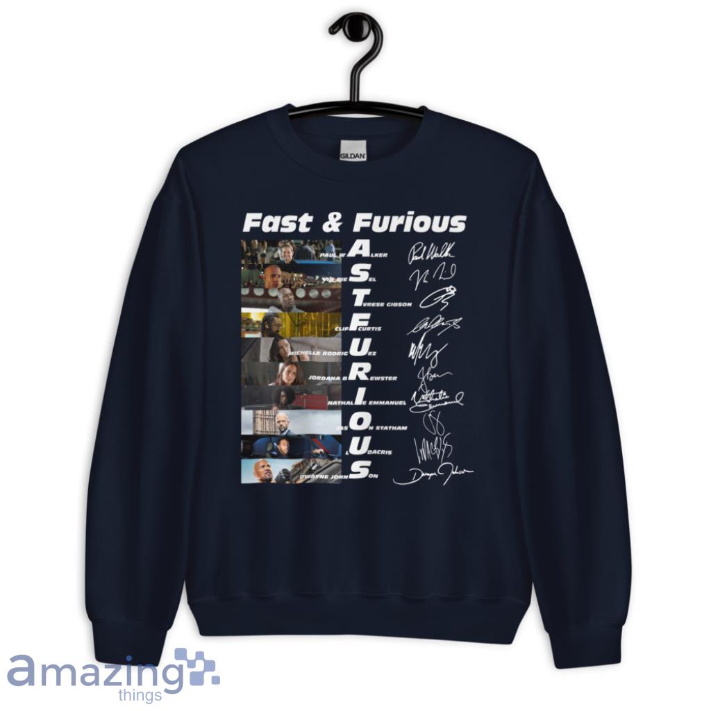 Fast And Furious Paul Walker Vin Diesel Tyrese Gibson Signatures Shirt image Fast And Furious Paul Walker Vin Diesel Tyrese Gibson Signatures Shirt - Unisex Crewneck Sweatshirt-1
