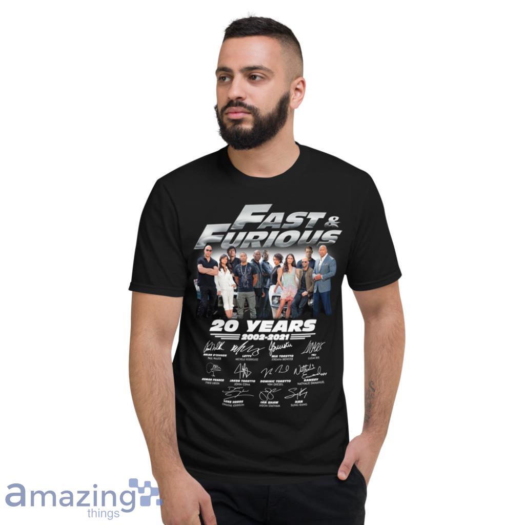 Fast & Furious 20 Years 2002 2021 Character Signature Custom Year Shirt image Fast & Furious 20 Years 2002-2021 Character Signature Custom Year Shirt - Short Sleeve T-Shirt