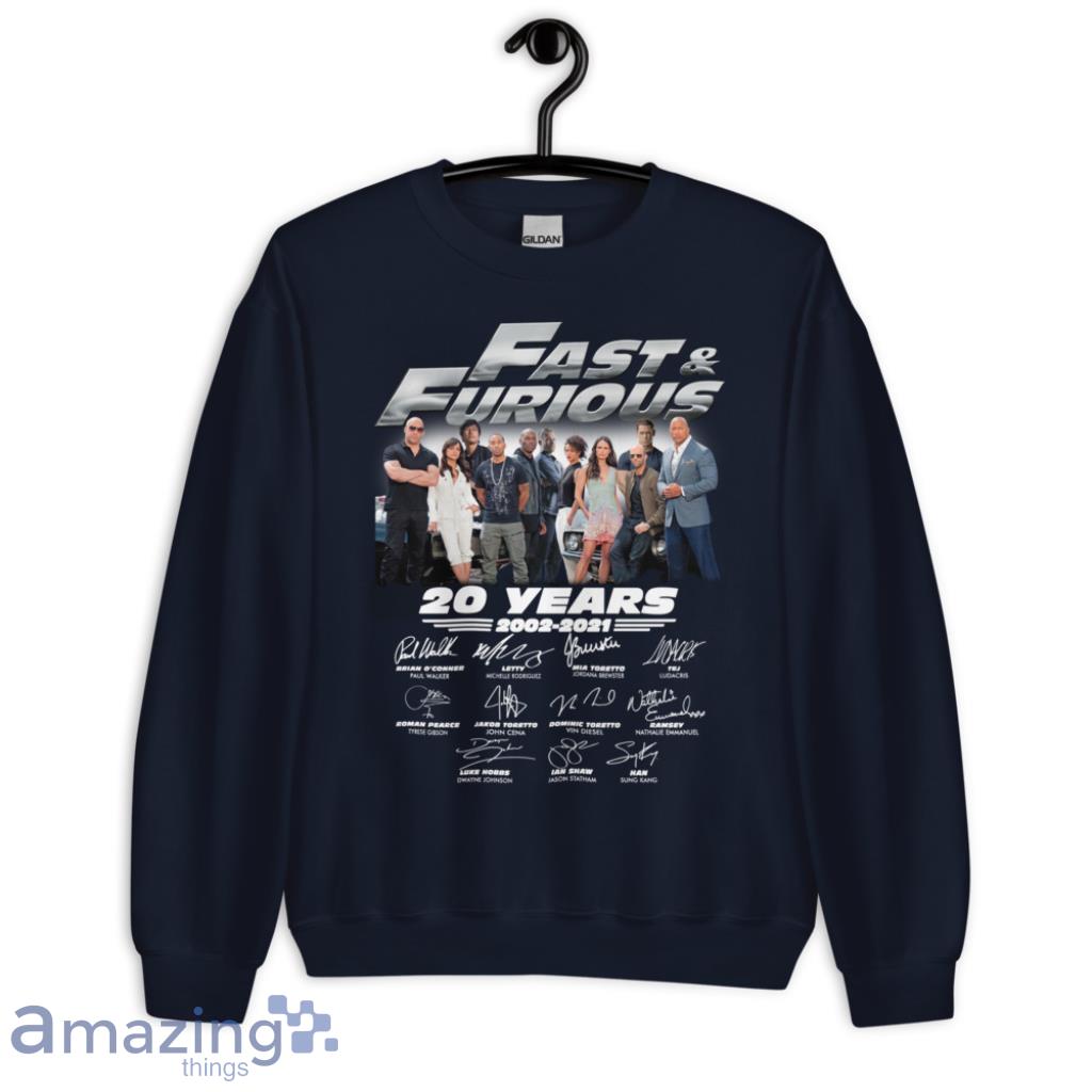 Fast & Furious 20 Years 2002 2021 Character Signature Custom Year Shirt image Fast & Furious 20 Years 2002-2021 Character Signature Custom Year Shirt - Unisex Crewneck Sweatshirt-1