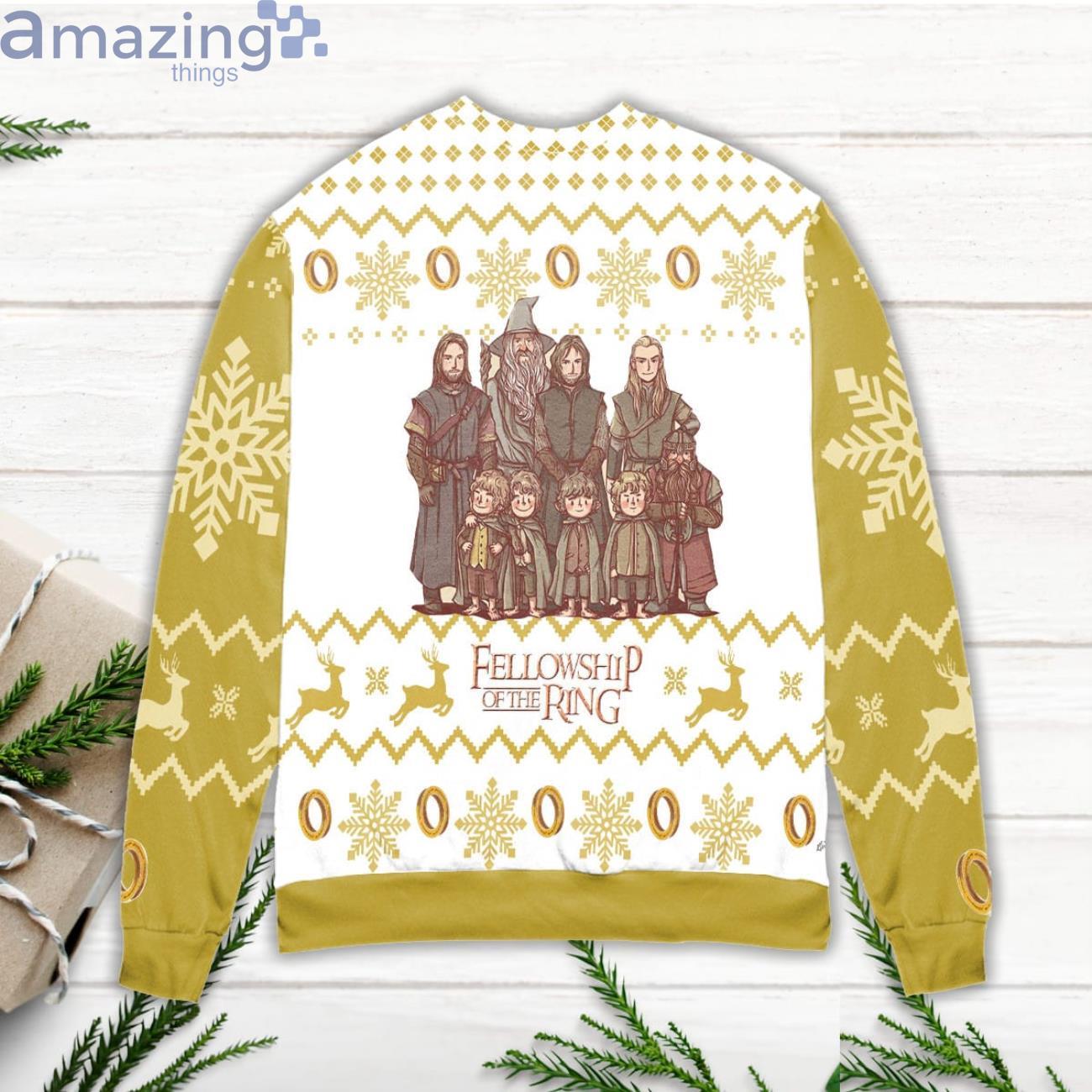 Fellowship Of The Rings Snowflake & Reindeer Ugly Christmas Sweater image Fellowship Of The Rings Snowflake & Reindeer Ugly Christmas Sweater Product Photo 2