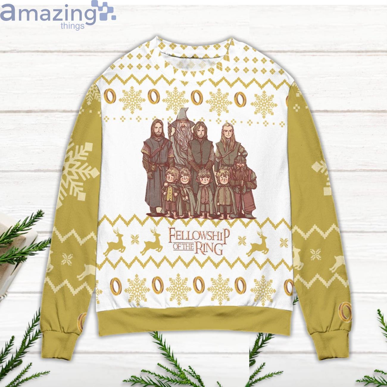Fellowship Of The Rings Snowflake & Reindeer Ugly Christmas Sweater image Fellowship Of The Rings Snowflake & Reindeer Ugly Christmas Sweater Product Photo 3