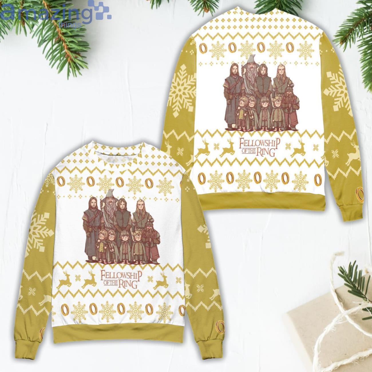 Fellowship Of The Rings Snowflake & Reindeer Ugly Christmas Sweater Product Photo 1 Fellowship Of The Rings Snowflake & Reindeer Ugly Christmas Sweater Product Photo 1