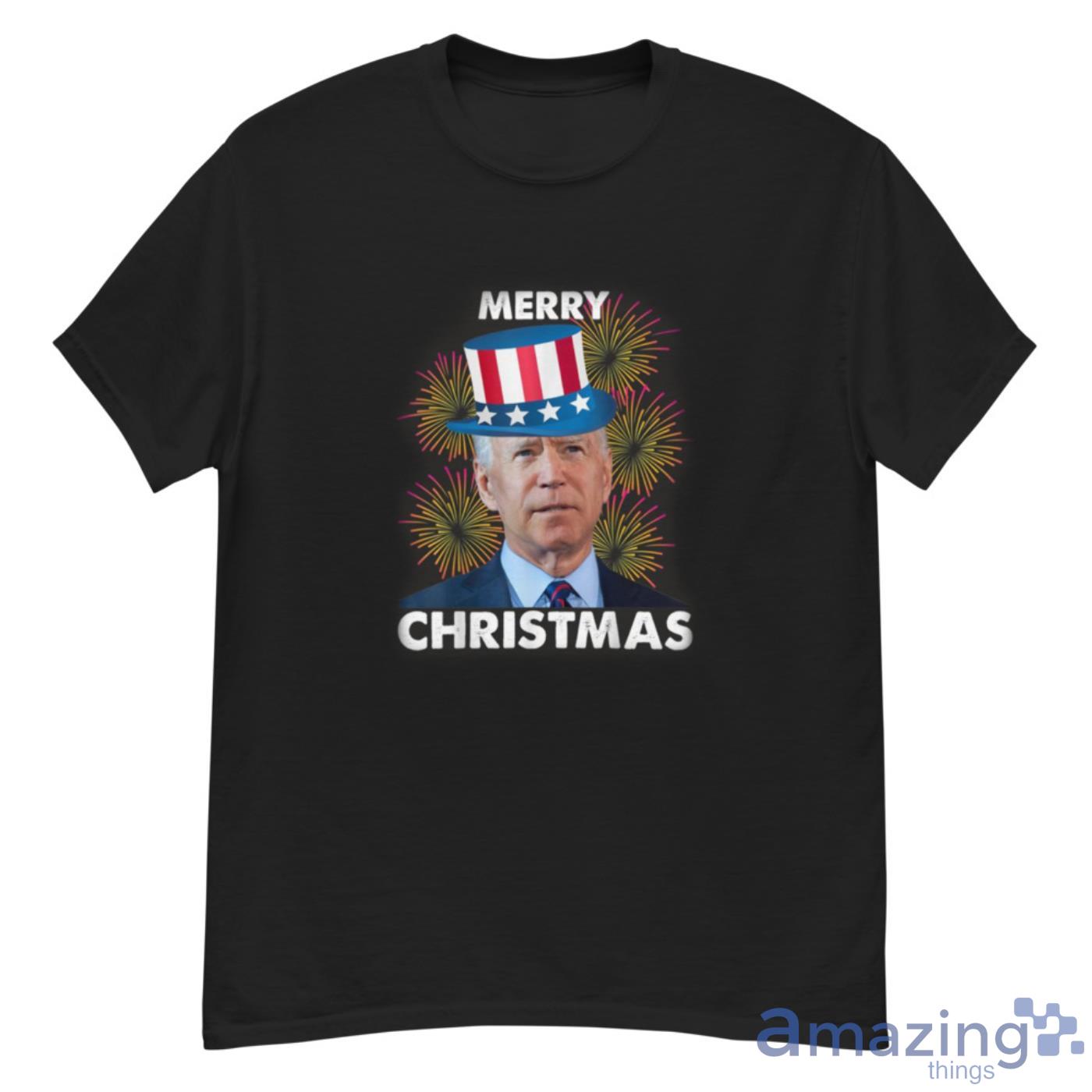 Firework Joe Biden Merry Christmas For 4th Of July Funny Shirt Product Photo 1
