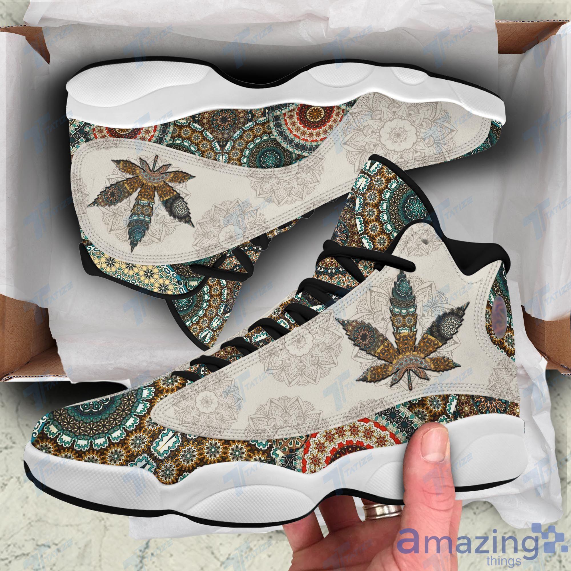 Custom Your Name Weed Leaf All Over Printed Air Jordan 13 Sneakers