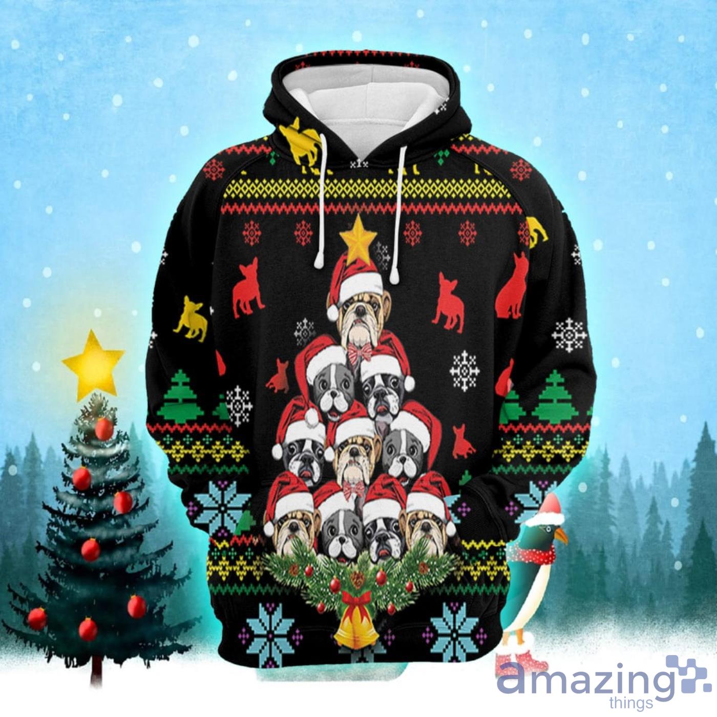 French Bulldog Christmas Sweater Hoodie 3D T Shirt Product Photo 1